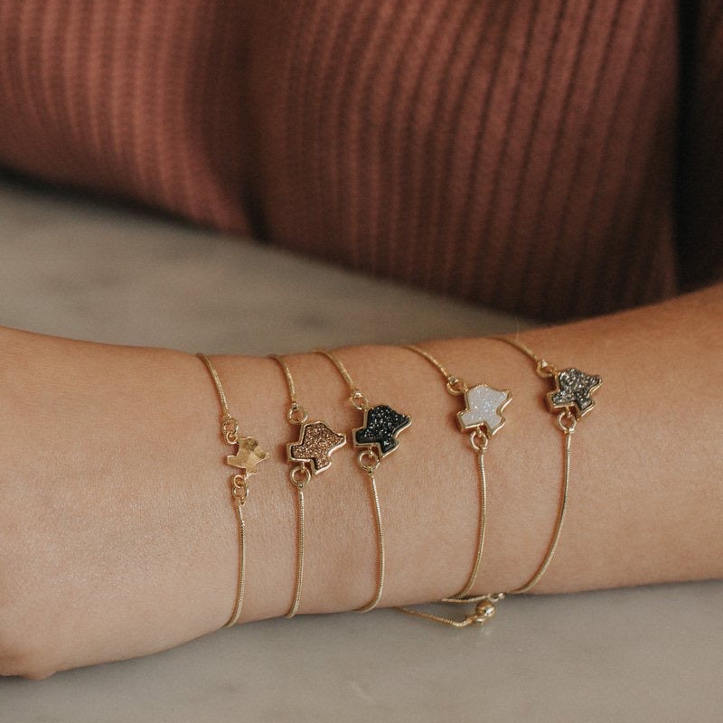 18K Gold Texas Druzy Bracelet in Black