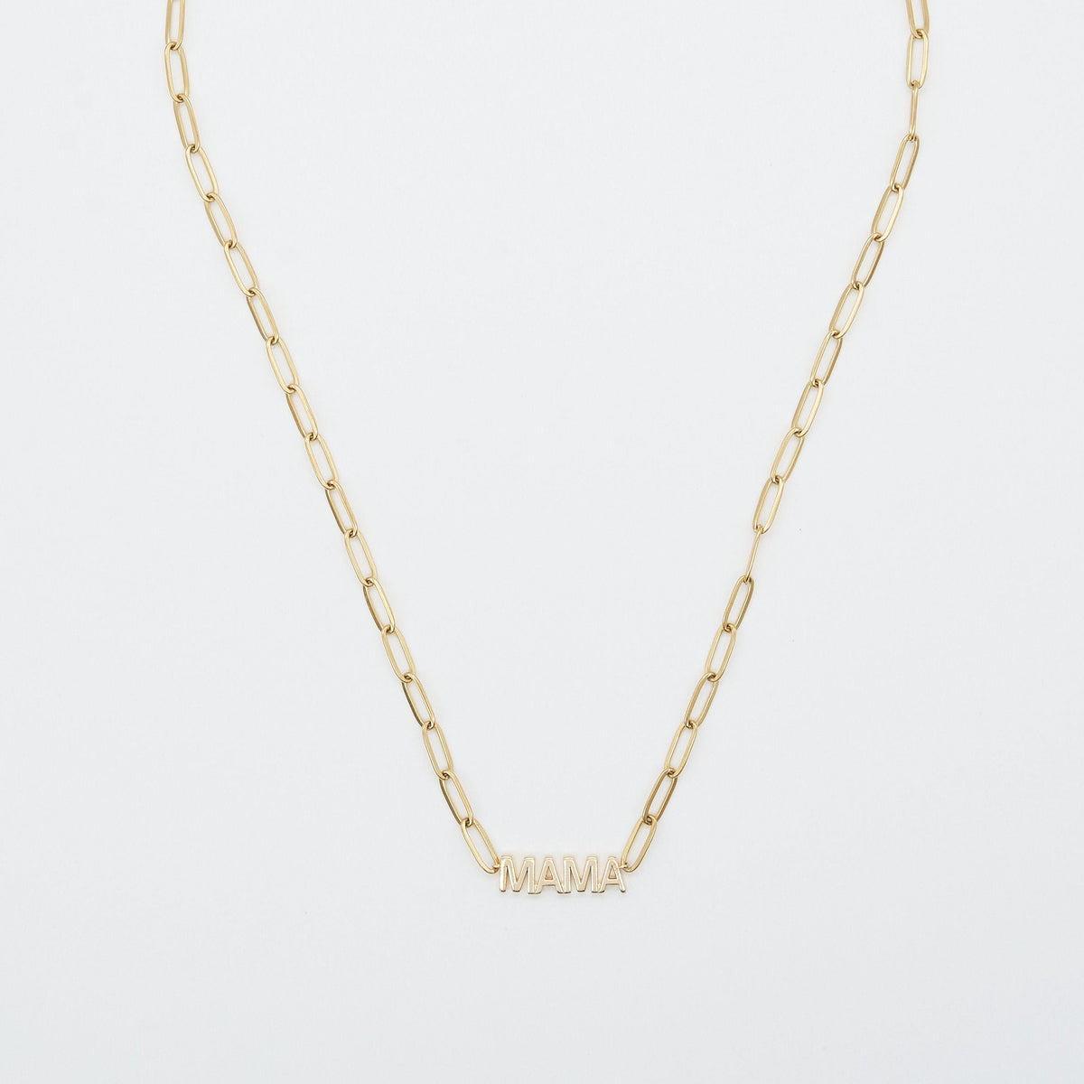 24K Gold Mama Paperclip Pendant Necklace
