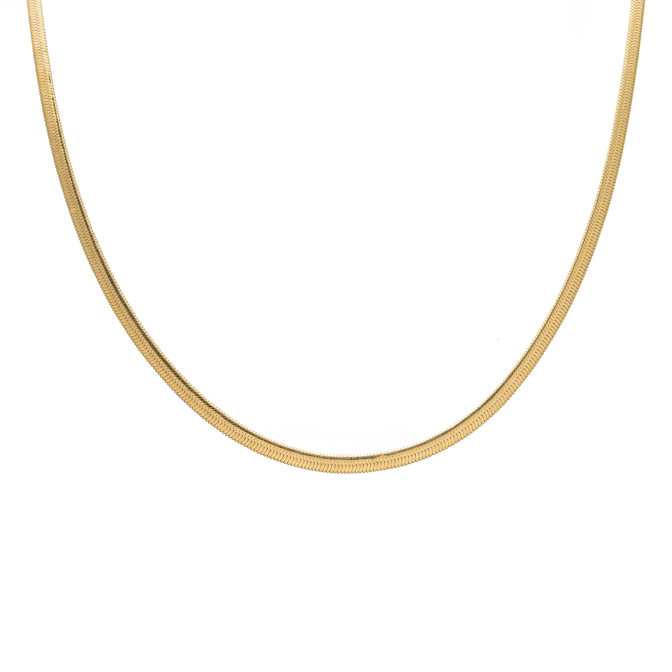 Waterproof Gold Herringbone Necklace