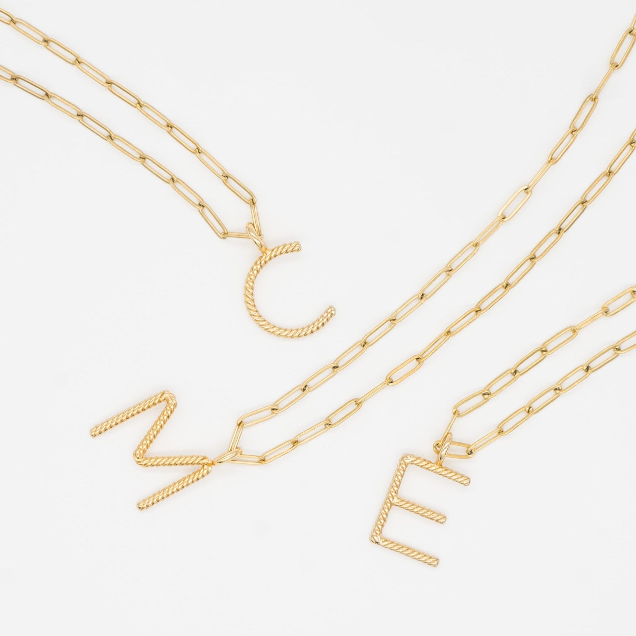 24K Gold Aspen Initial Paperclip Chain Necklace