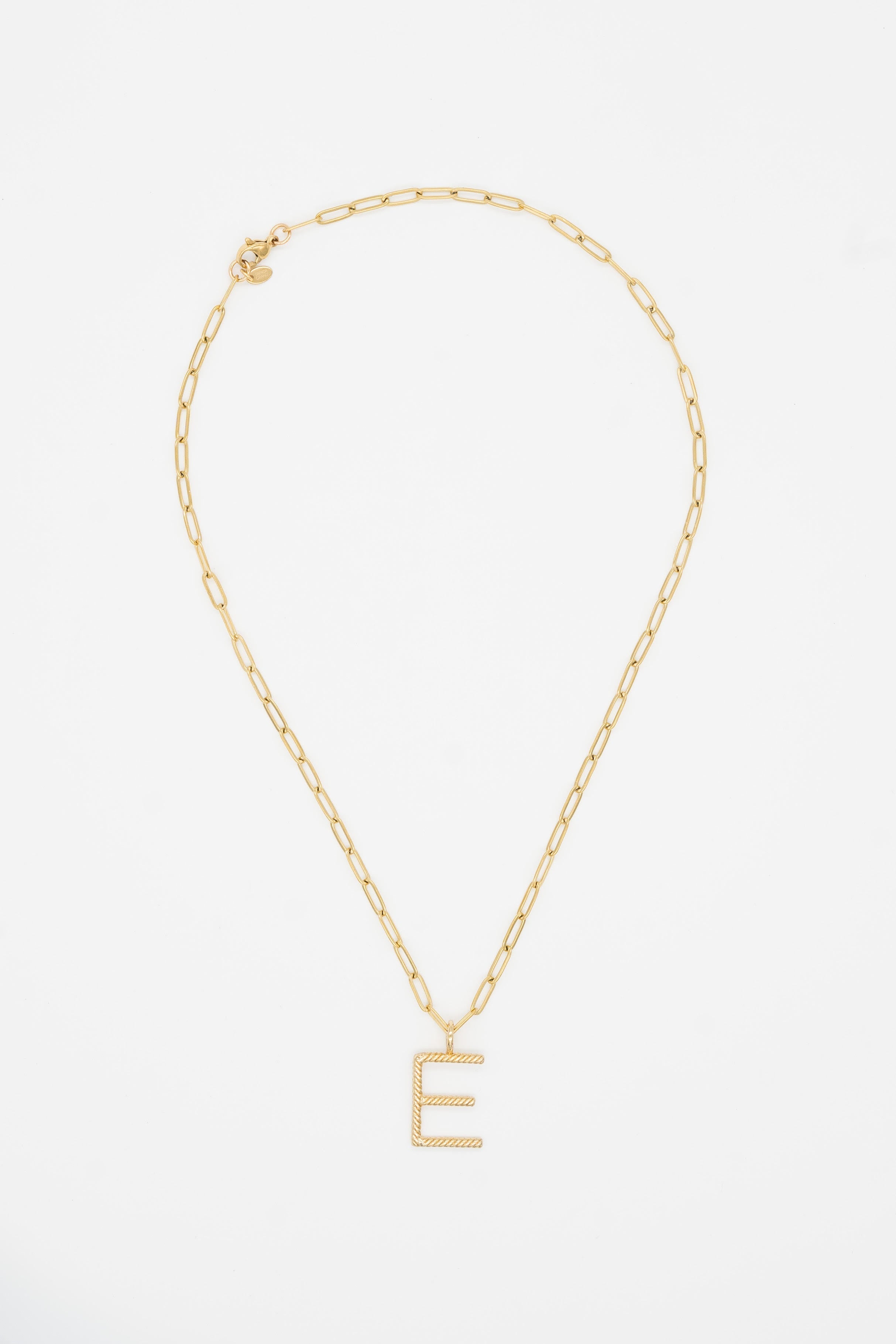 24K Gold Aspen Initial Paperclip Chain Necklace