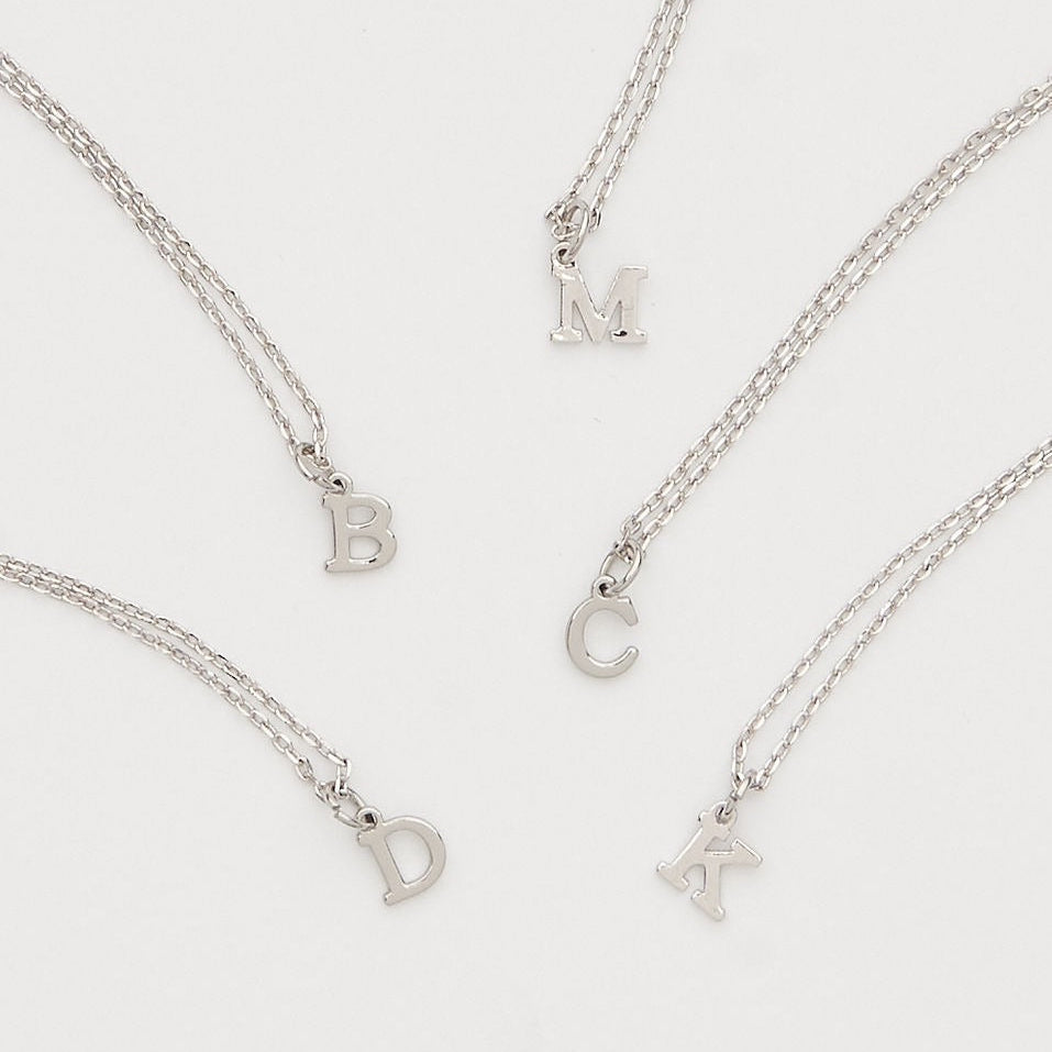 Dainty love initial Silver