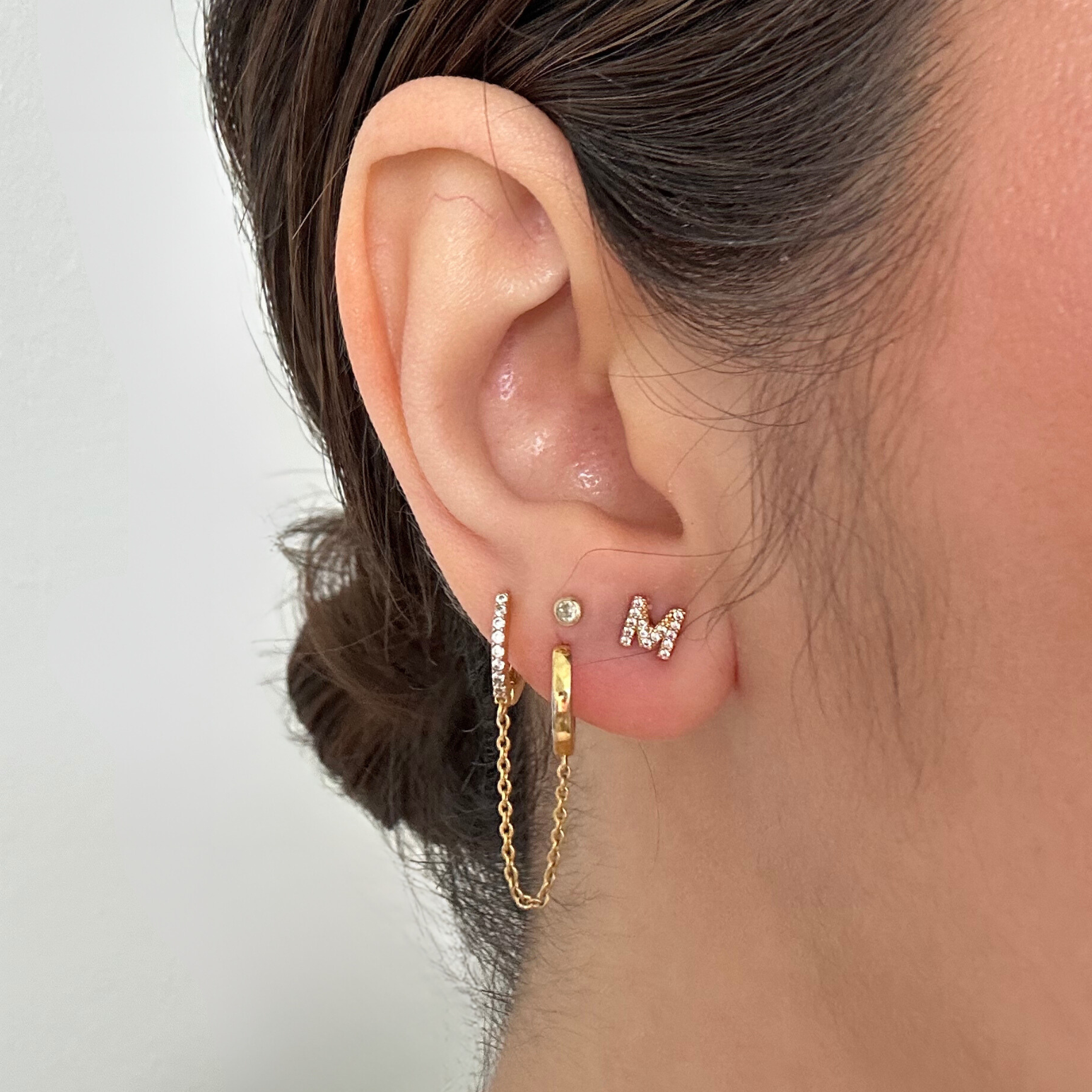18K Gold Shiny Initial Studs - Set of 16