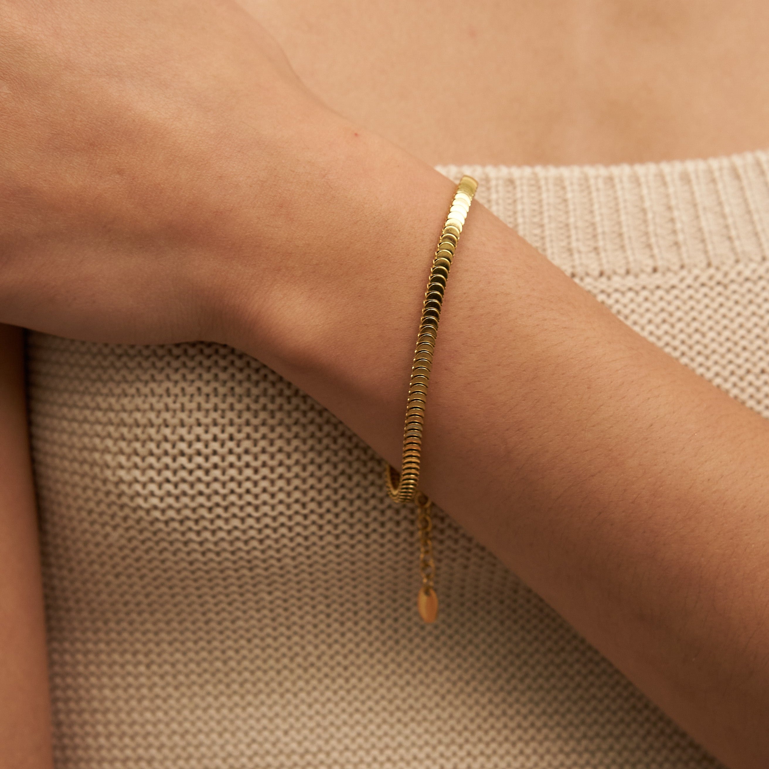 Gold Accordion Chain Bracelet