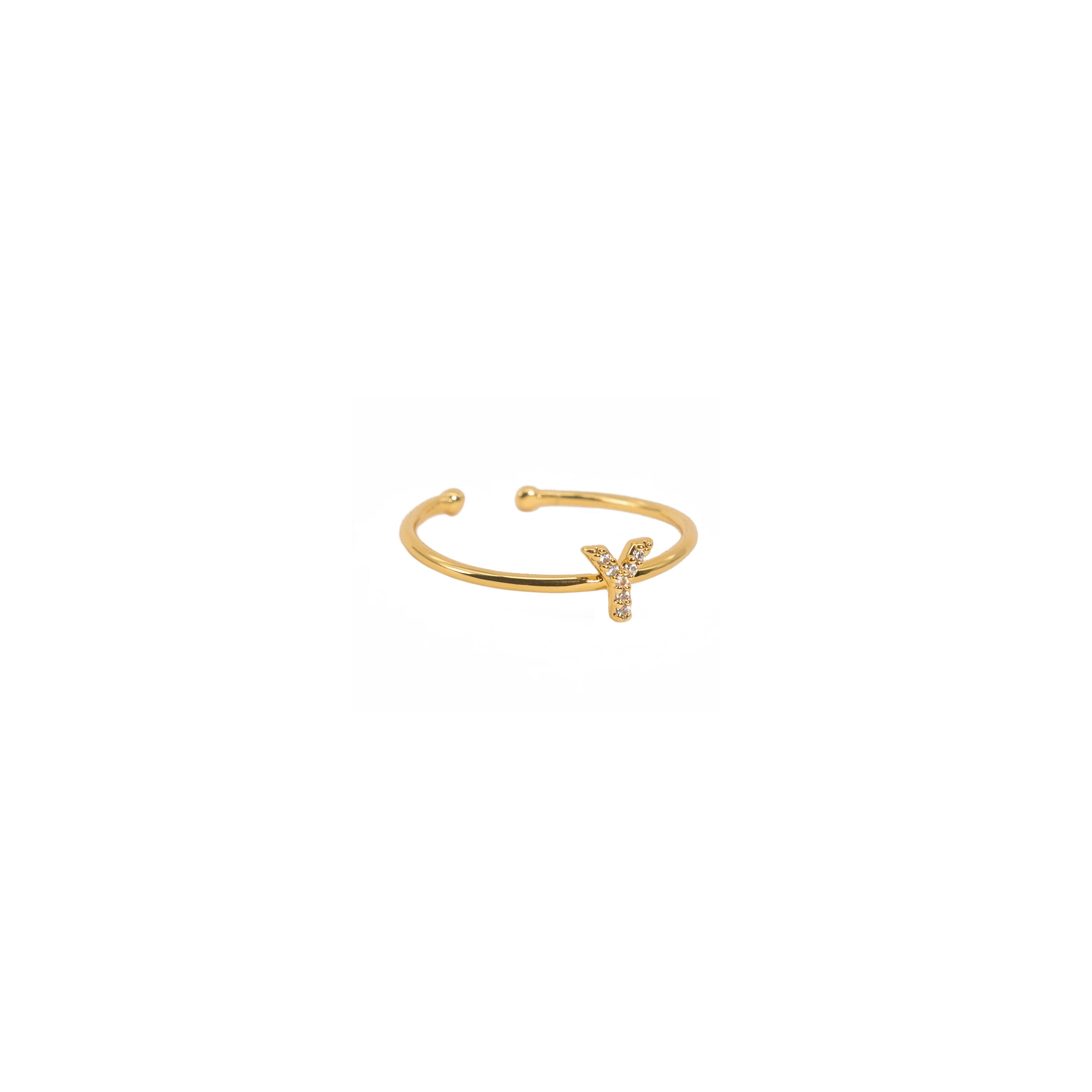 18K Gold Shiny Adjustable Initial Ring