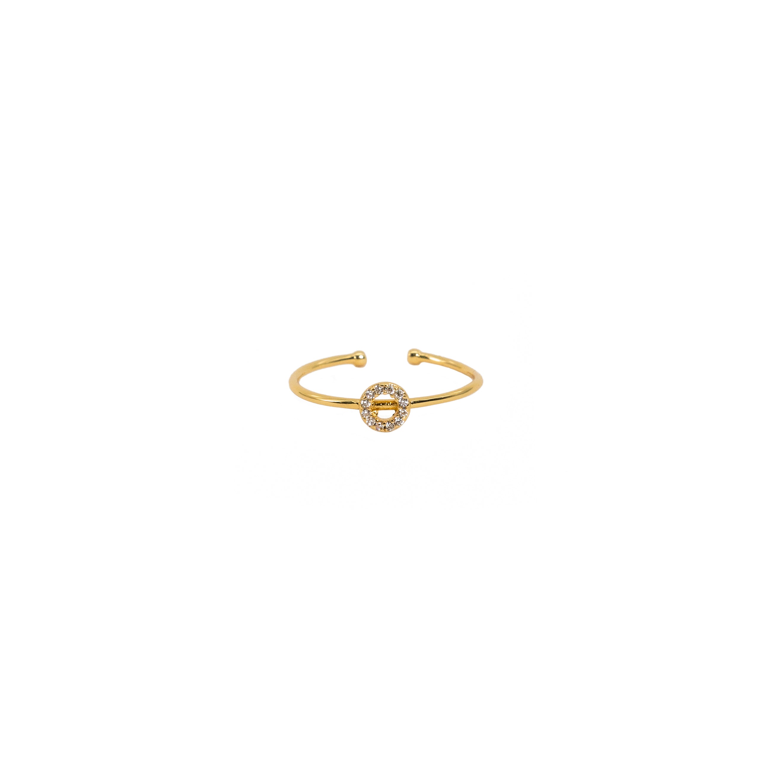 18K Gold Shiny Adjustable Initial Ring