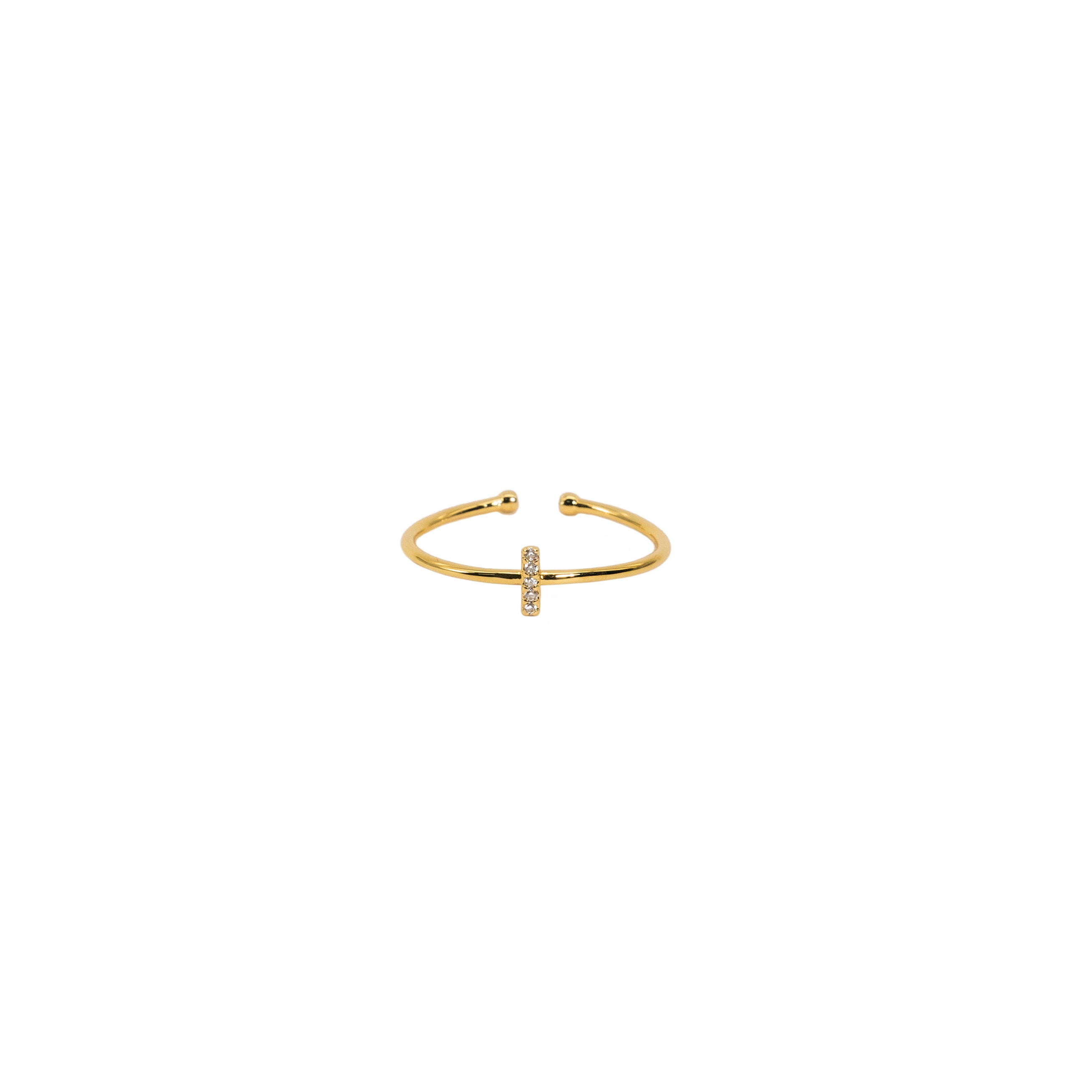 18K Gold Shiny Adjustable Initial Ring