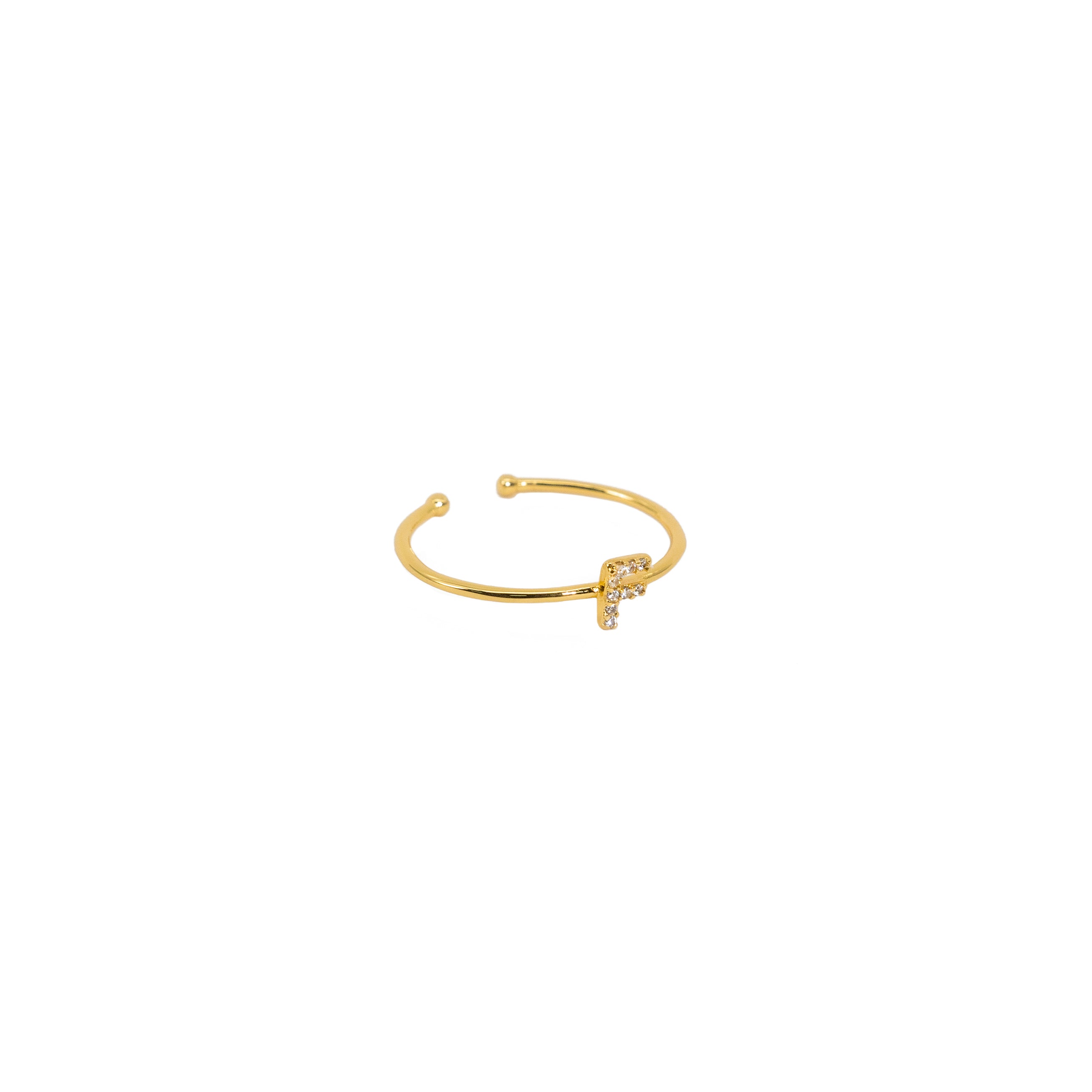 18K Gold Shiny Adjustable Initial Ring