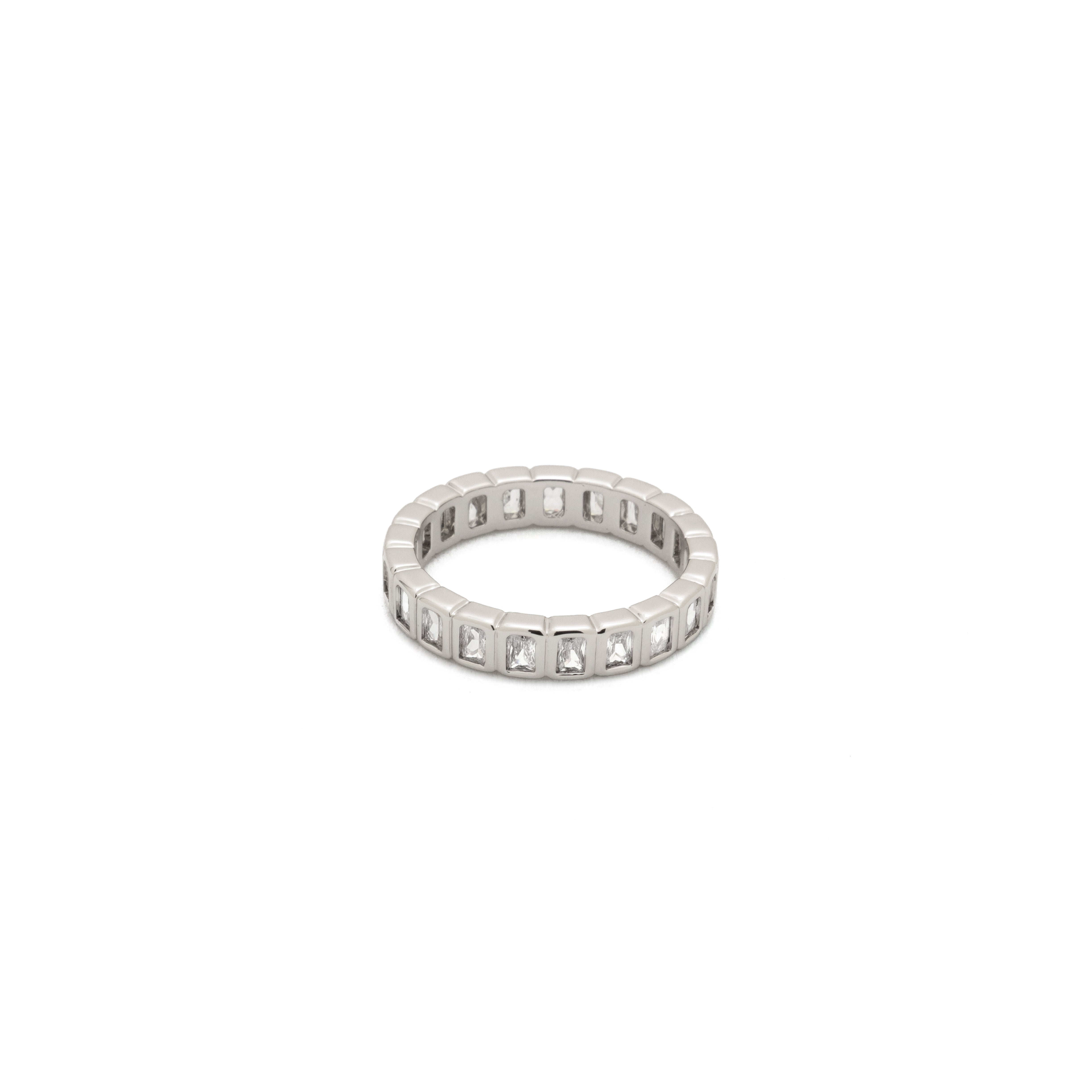 Silver Tennis Emerald Cut Ring