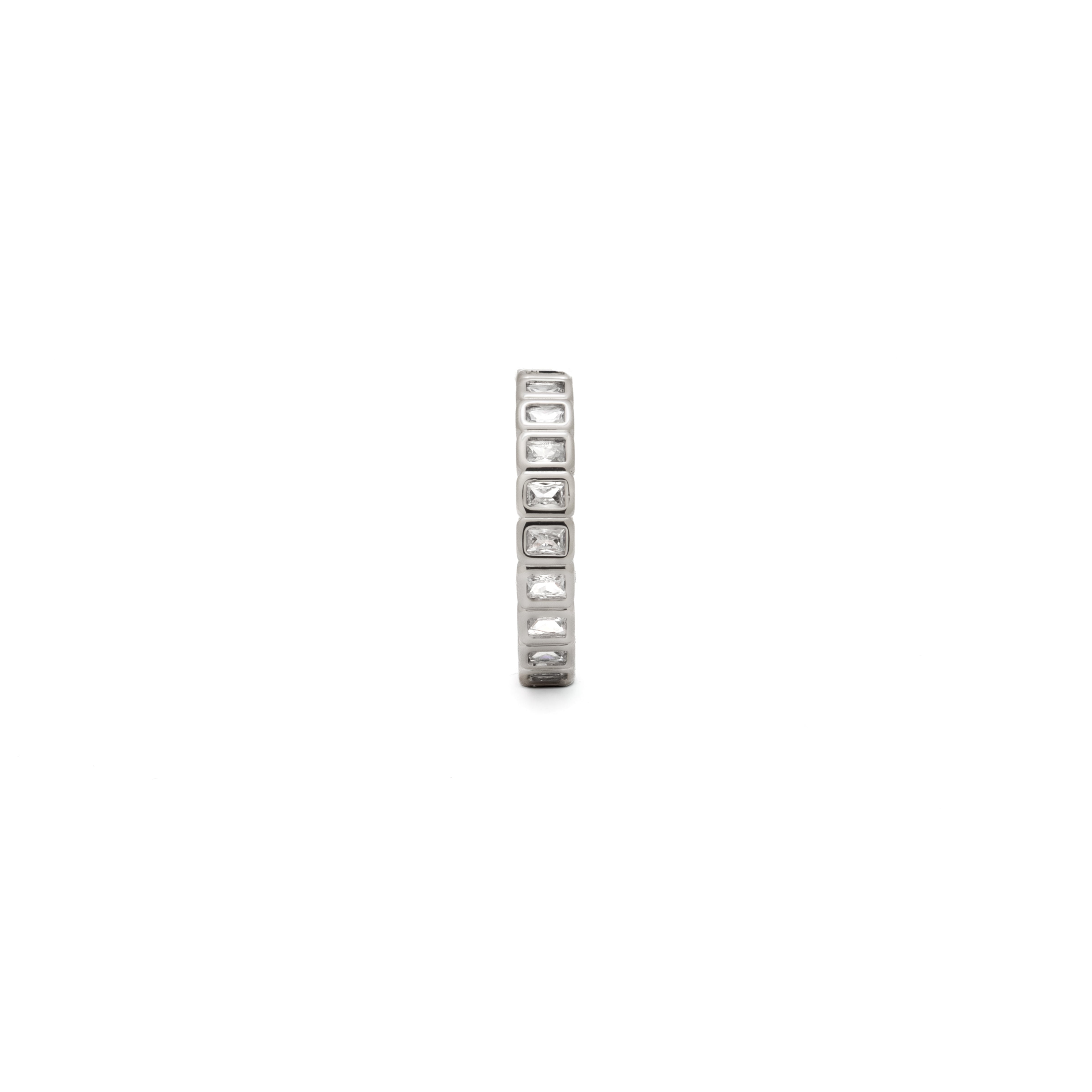 Silver Tennis Emerald Cut Ring
