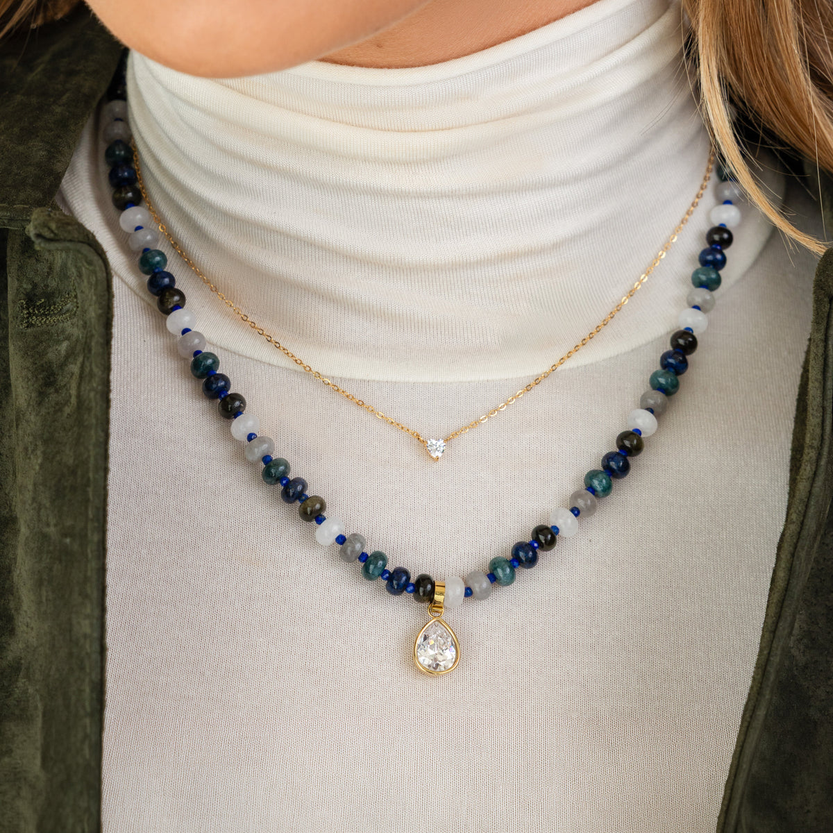 Midnight Mineral Gemstone Necklace - blue