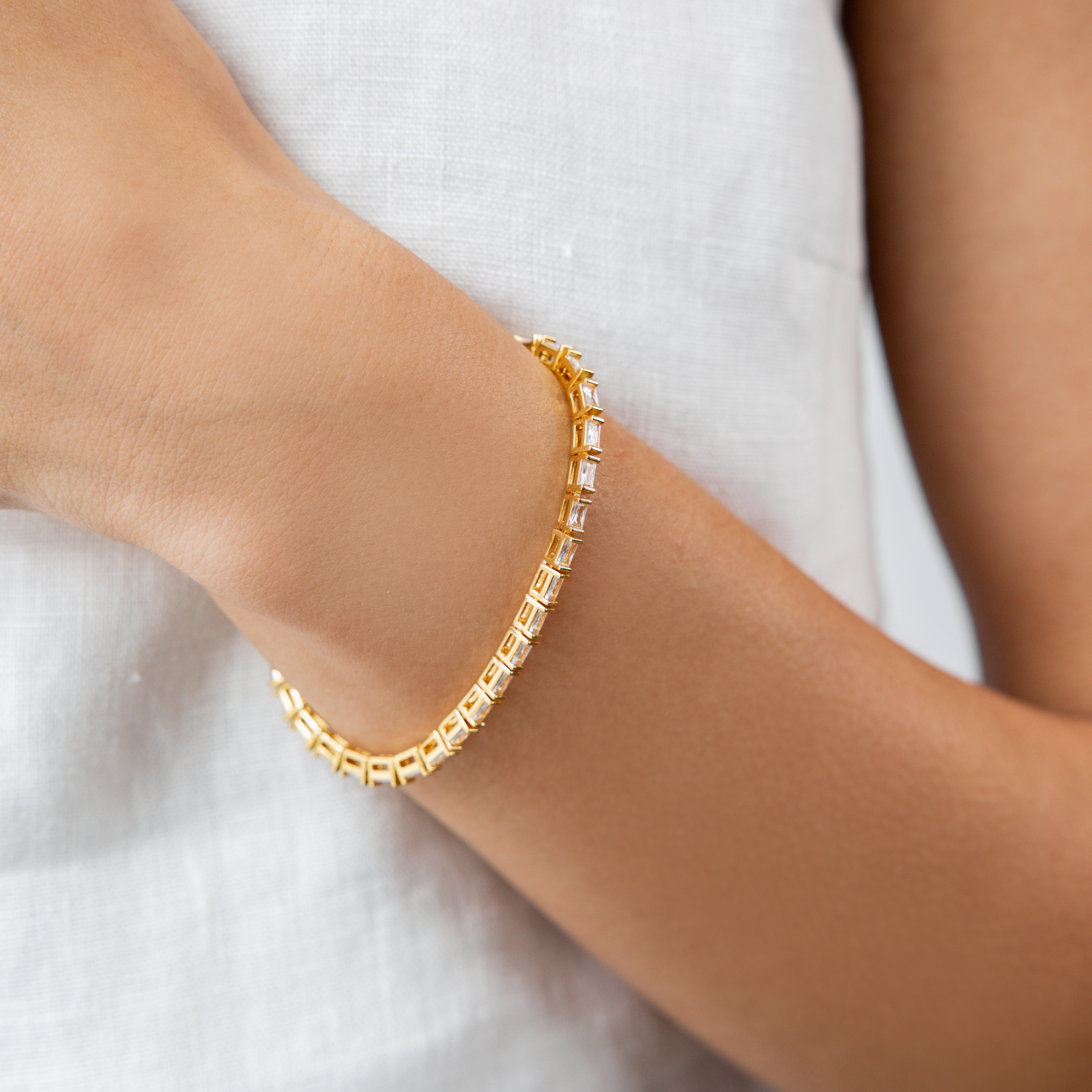 18K Gold Baguette Tennis Bracelet