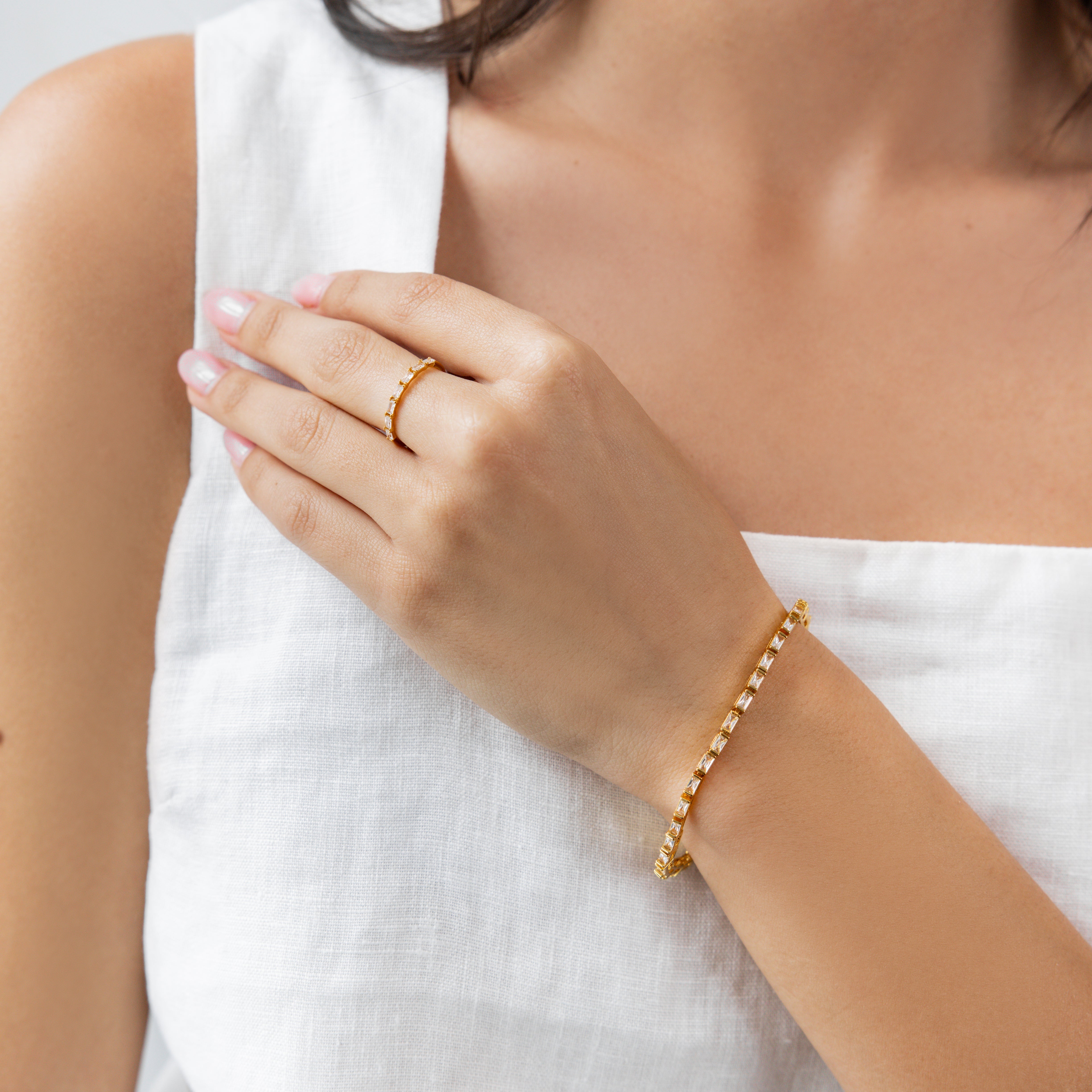 18K Gold Baguette Tennis Bracelet