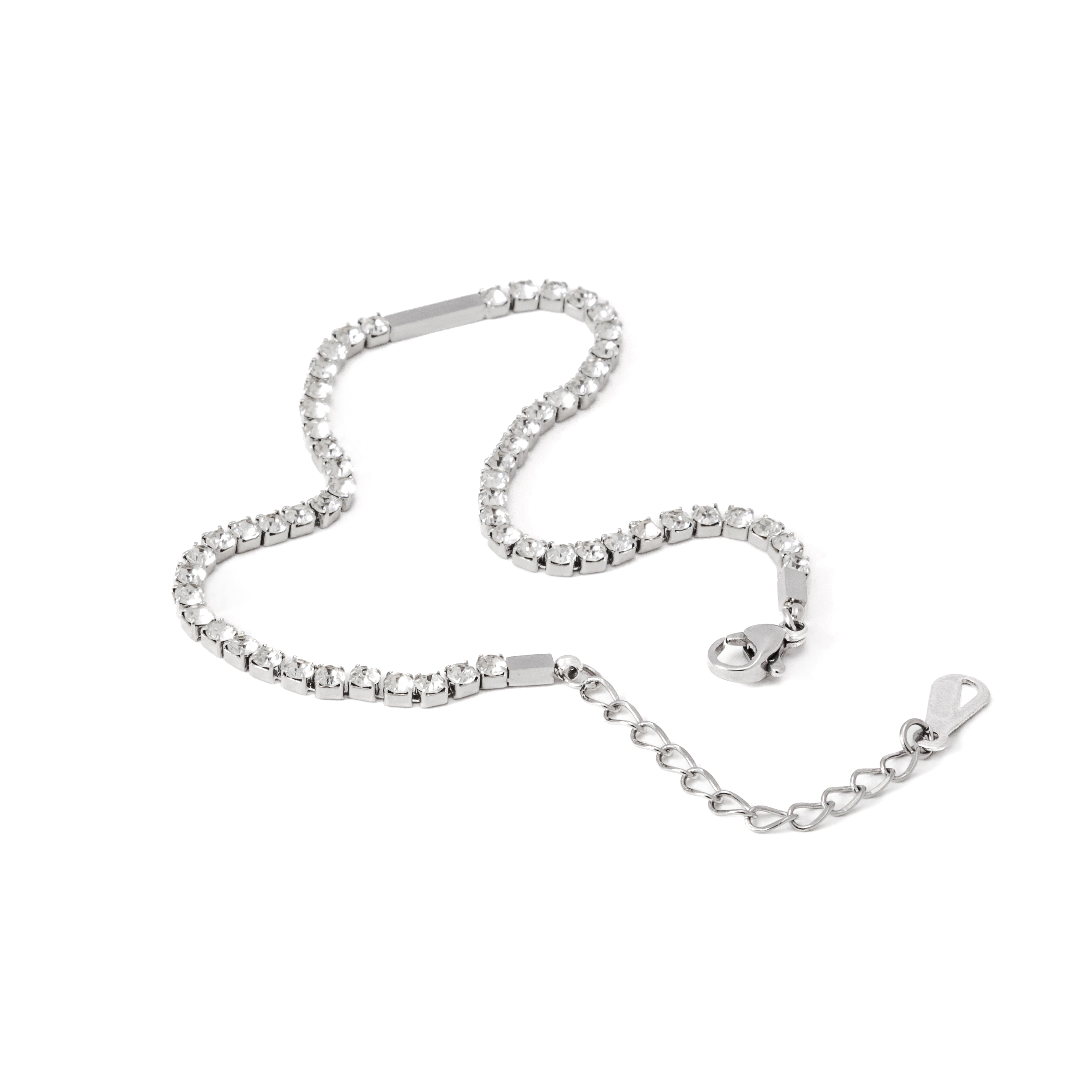 Waterproof Silver Diamond Tennis Anklet