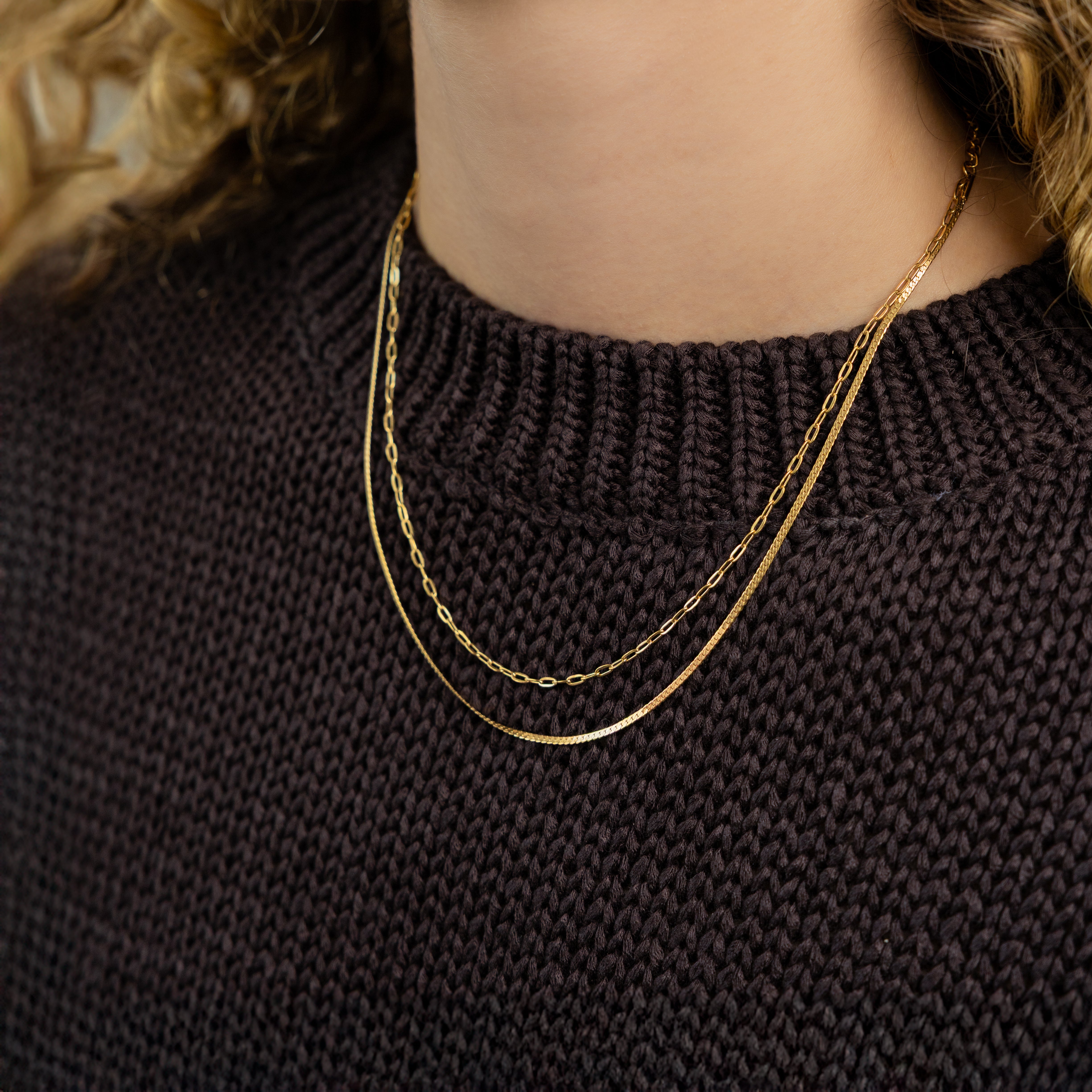 Waterproof Gold Double Braided Paperclip Necklace
