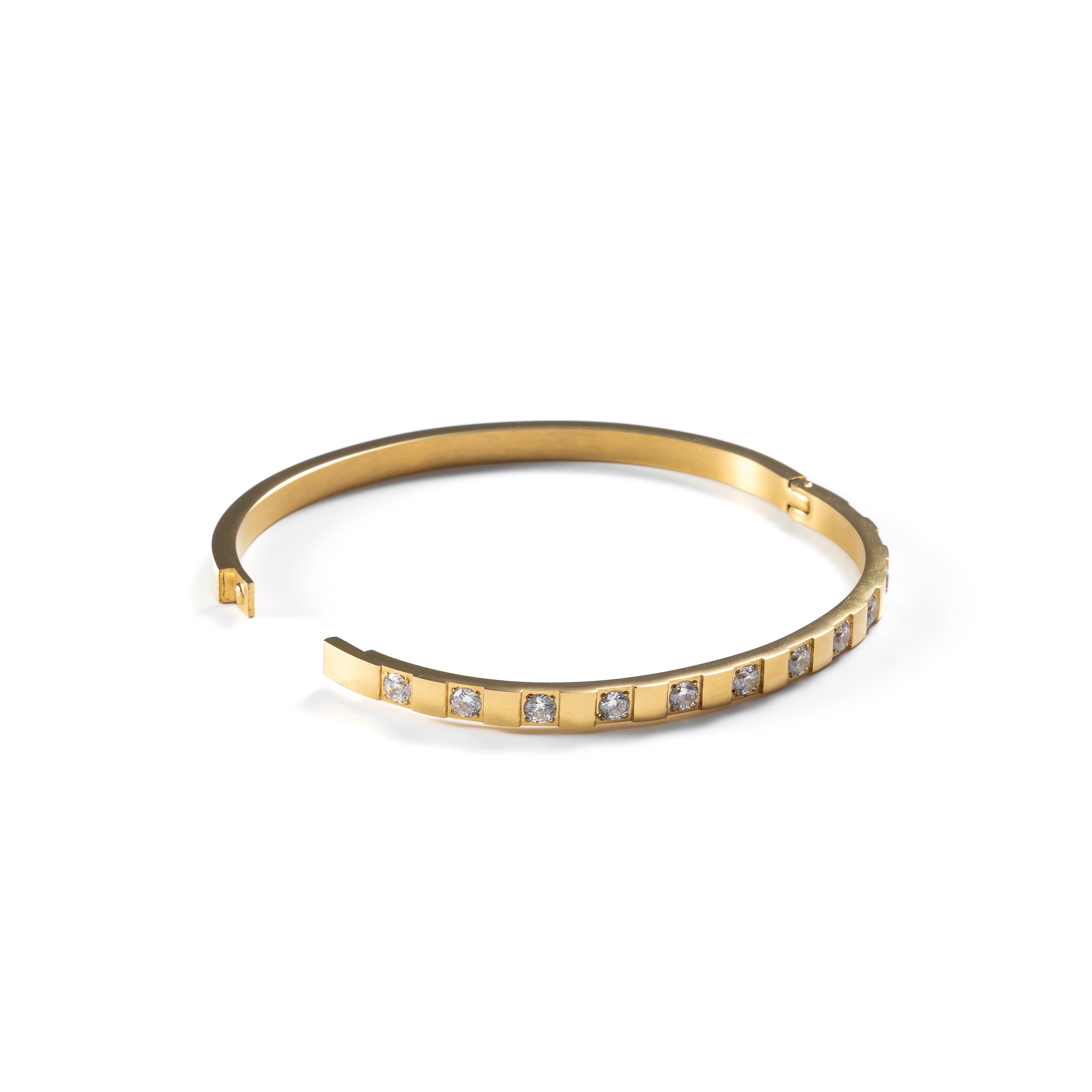 Waterproof Gold Structured Diamond Bangle