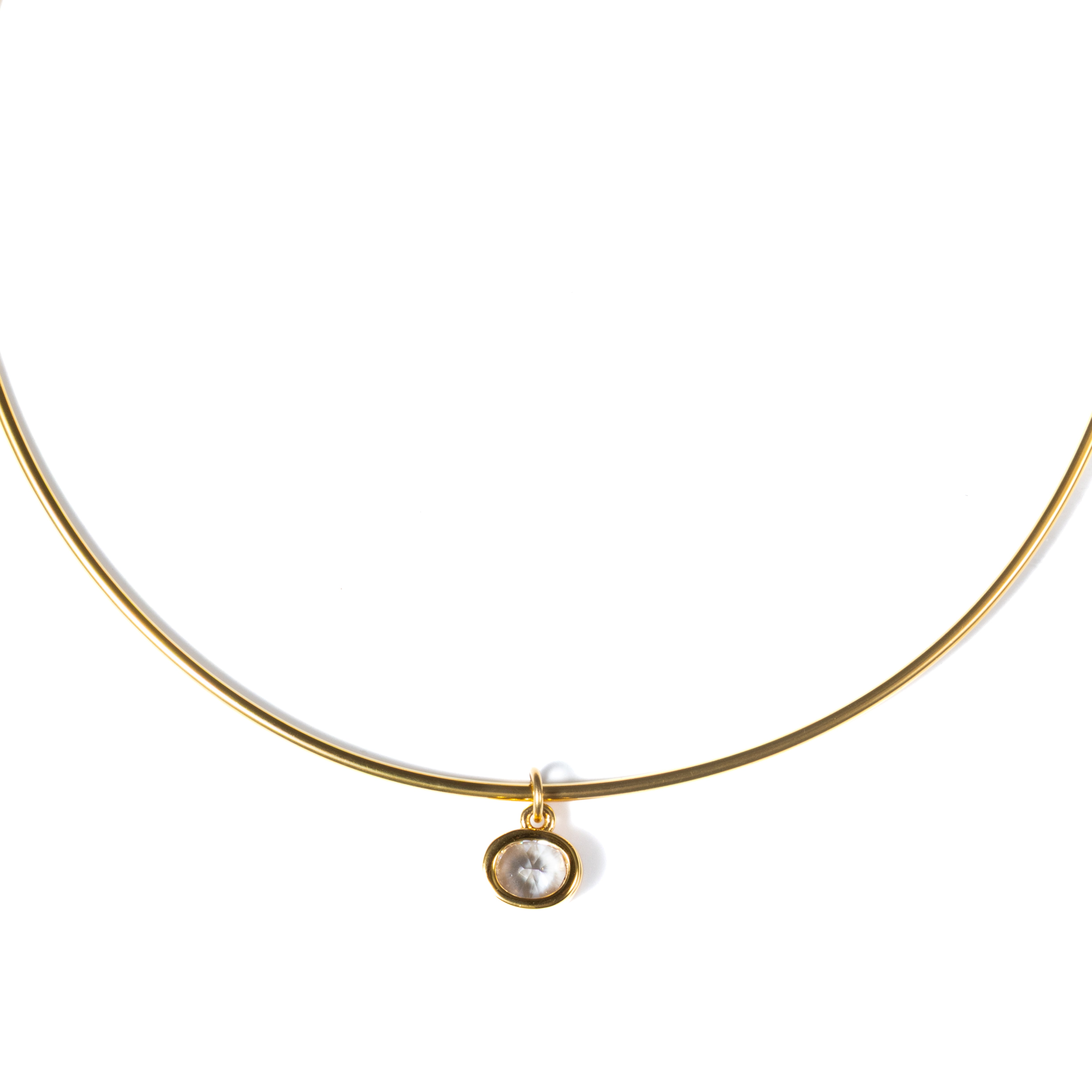 18K Gold Oval Crystal Collar Necklace