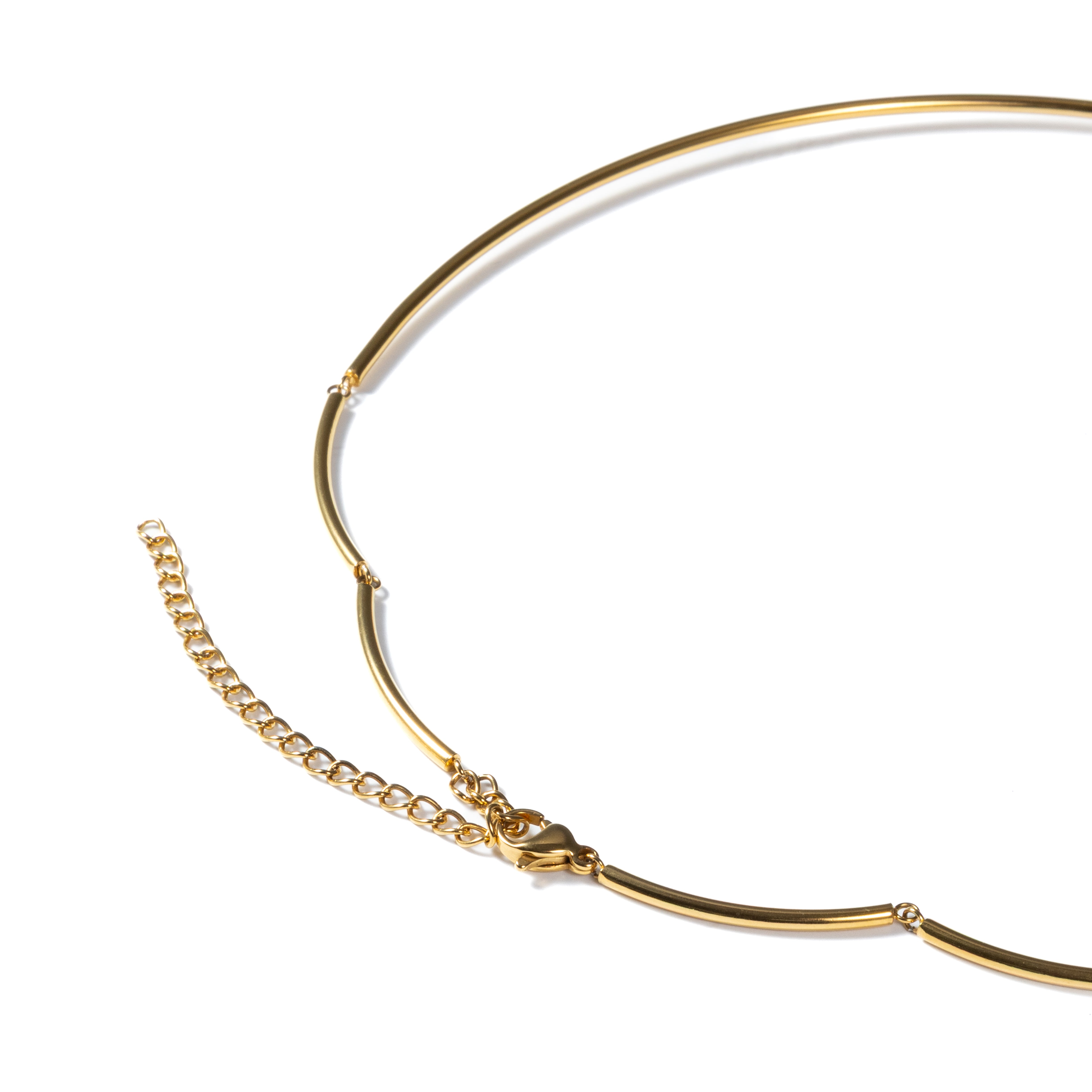 18K Gold Oval Crystal Collar Necklace