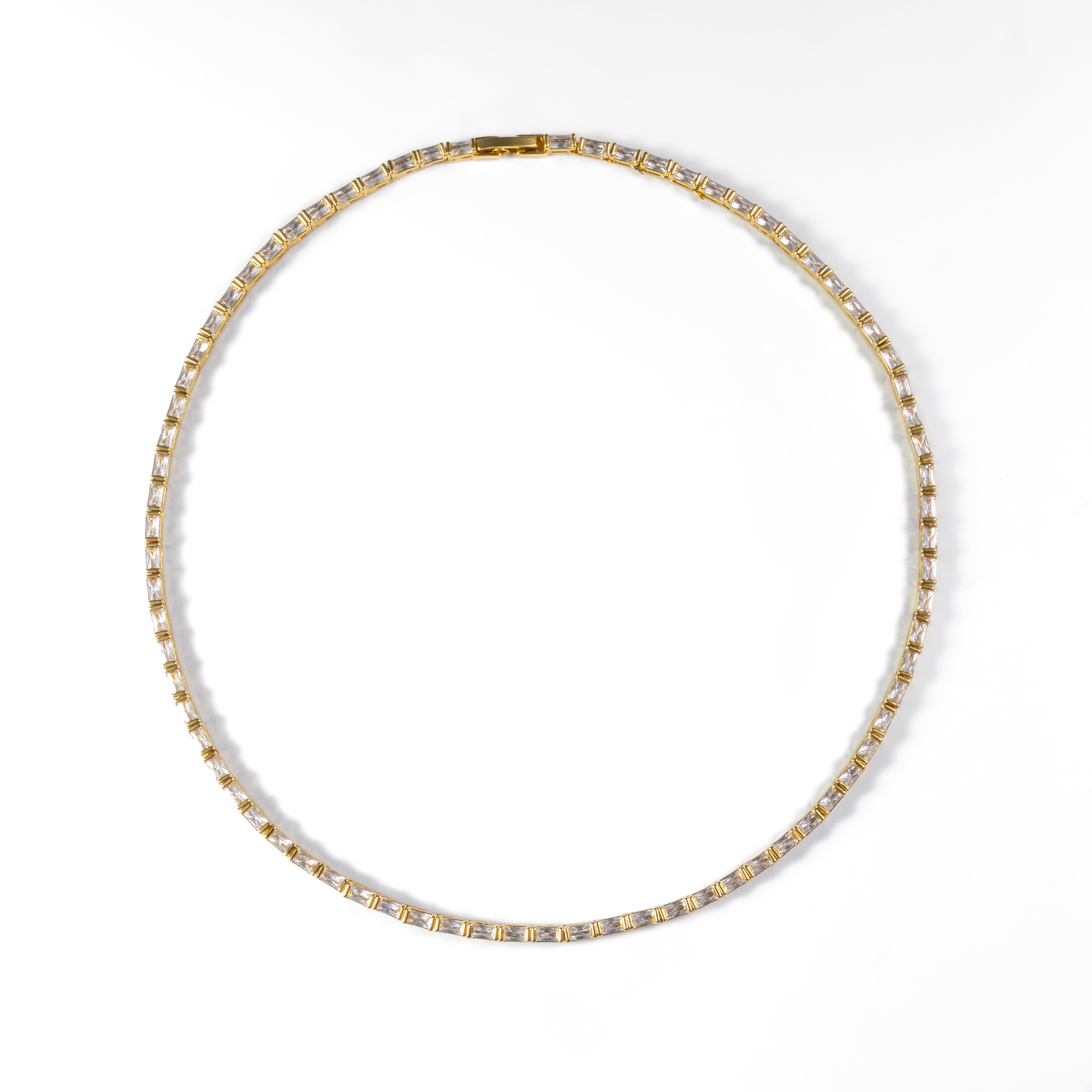 18K Gold Baguette Tennis Necklace
