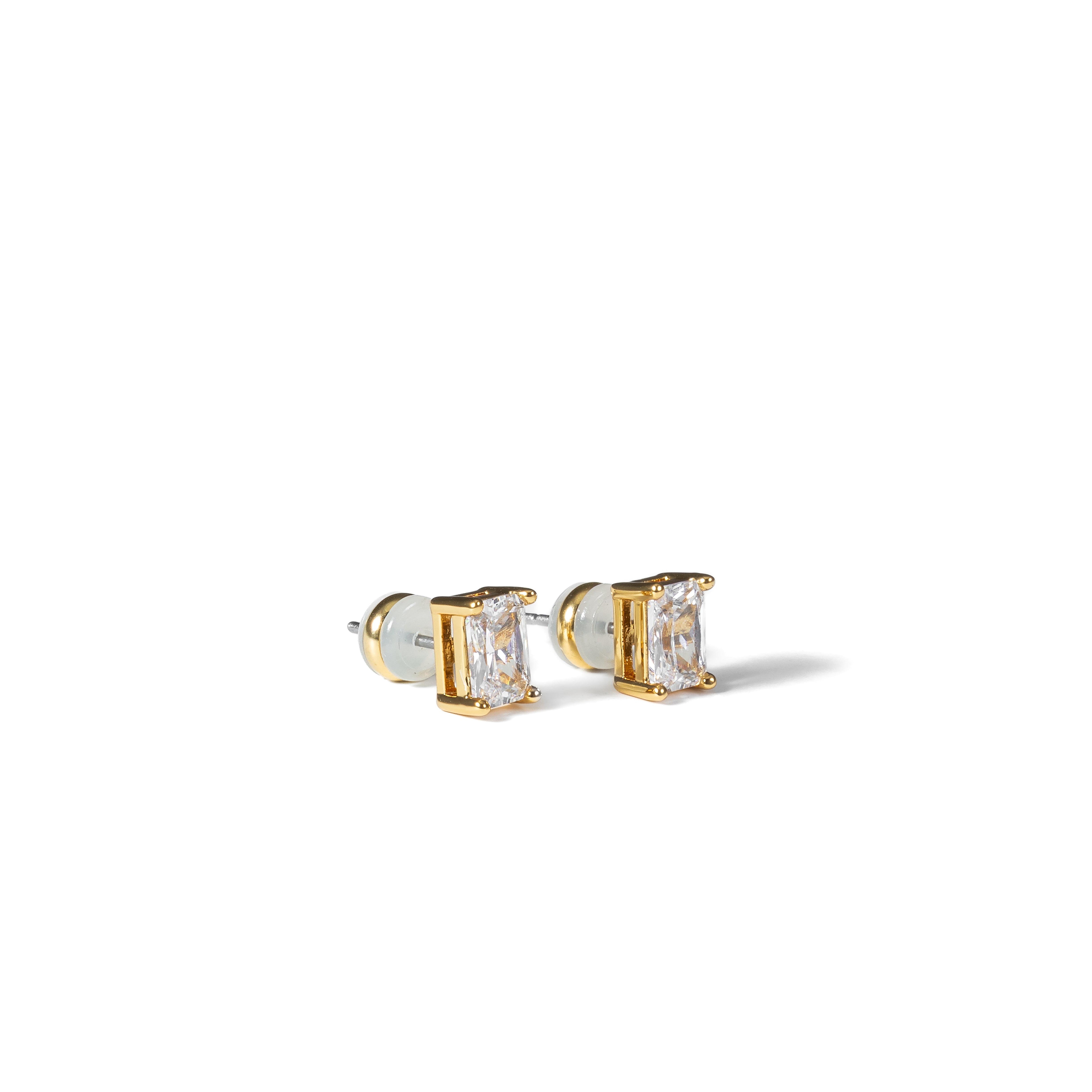 18K Gold Baguette Stud Earrings