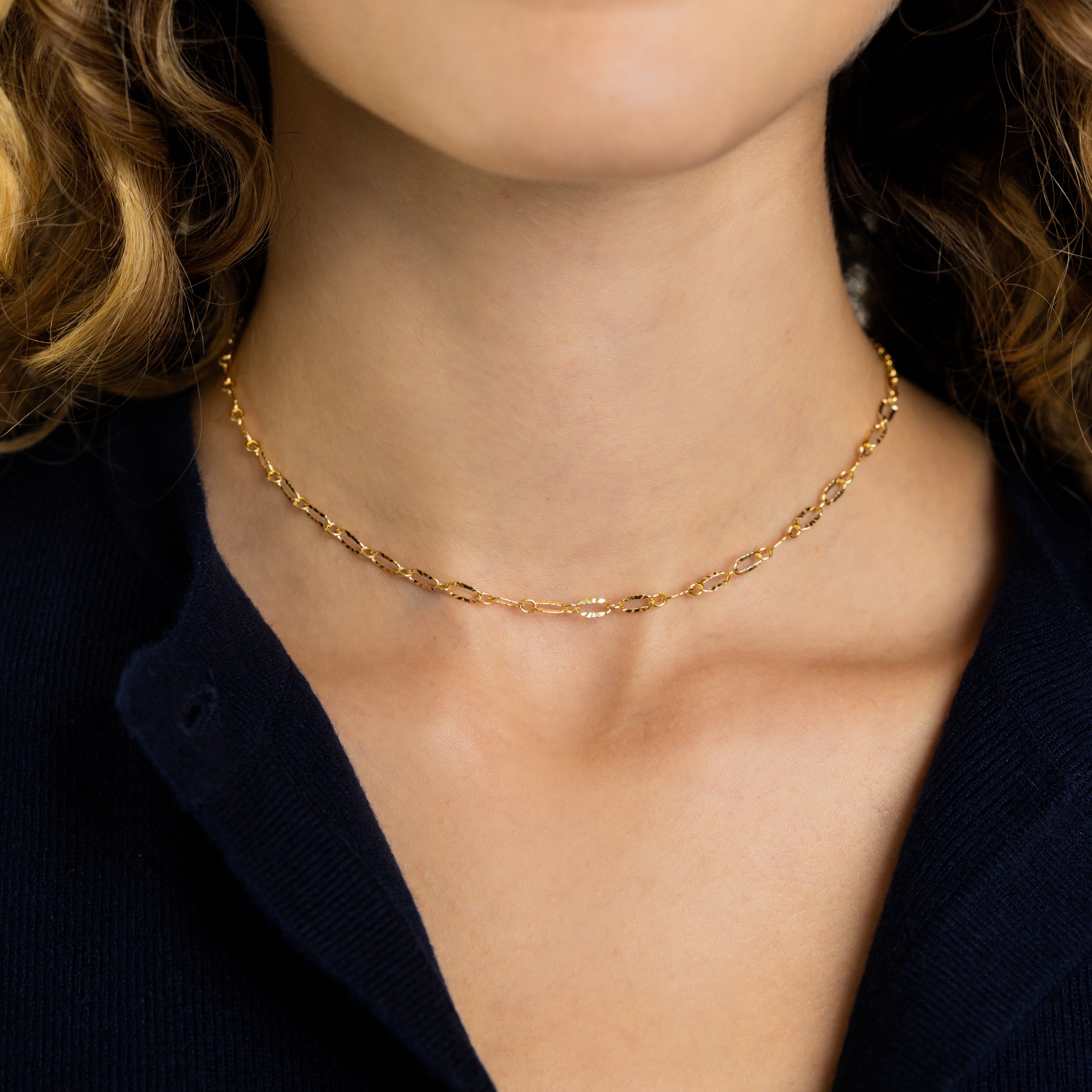 24K Gold Reflective Oval Chain