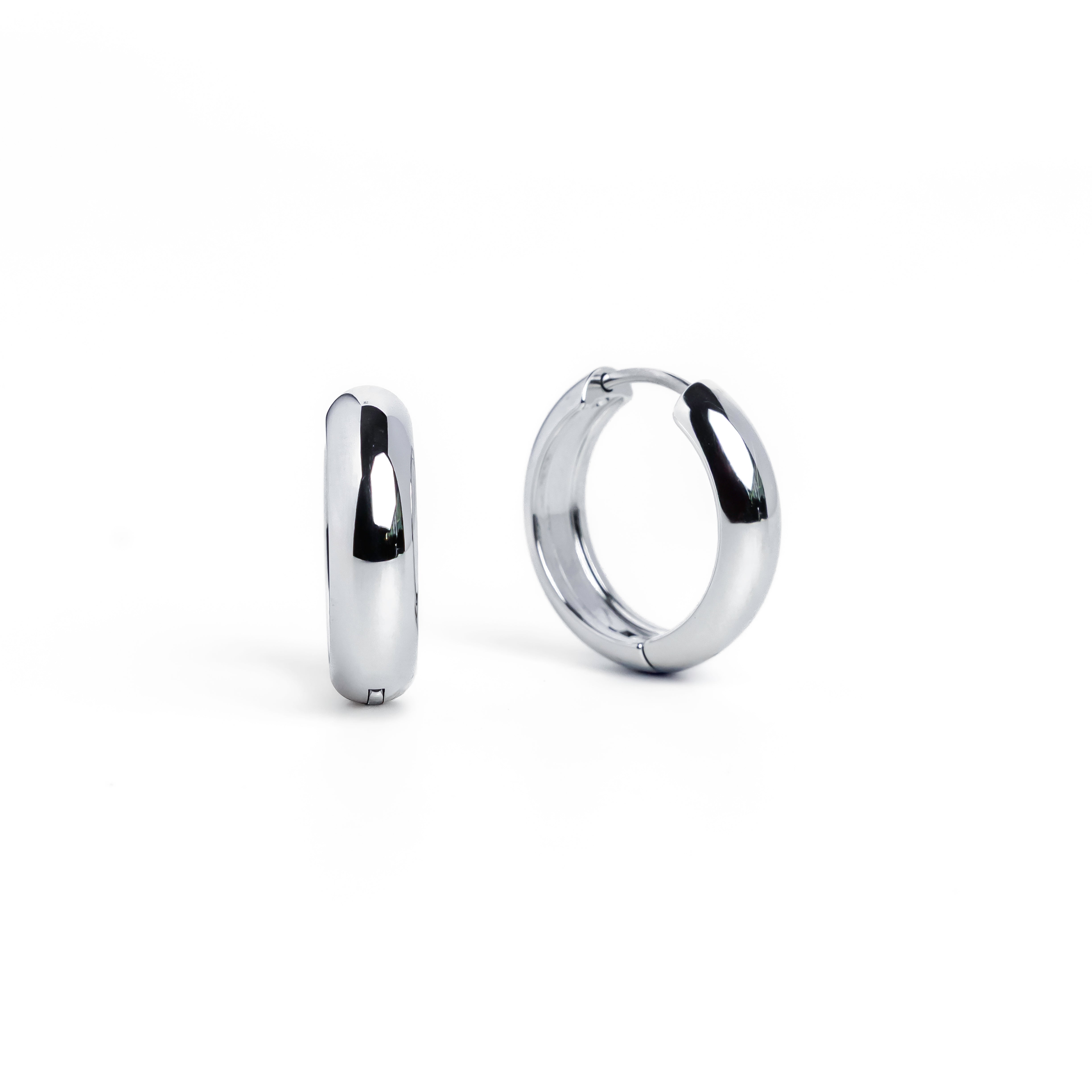 Waterproof 19mm Silver Everyday Hoops