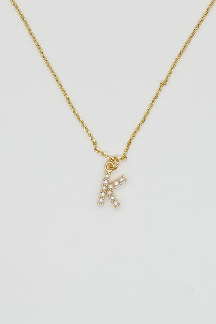 Dainty Love Pearl Initial Necklace