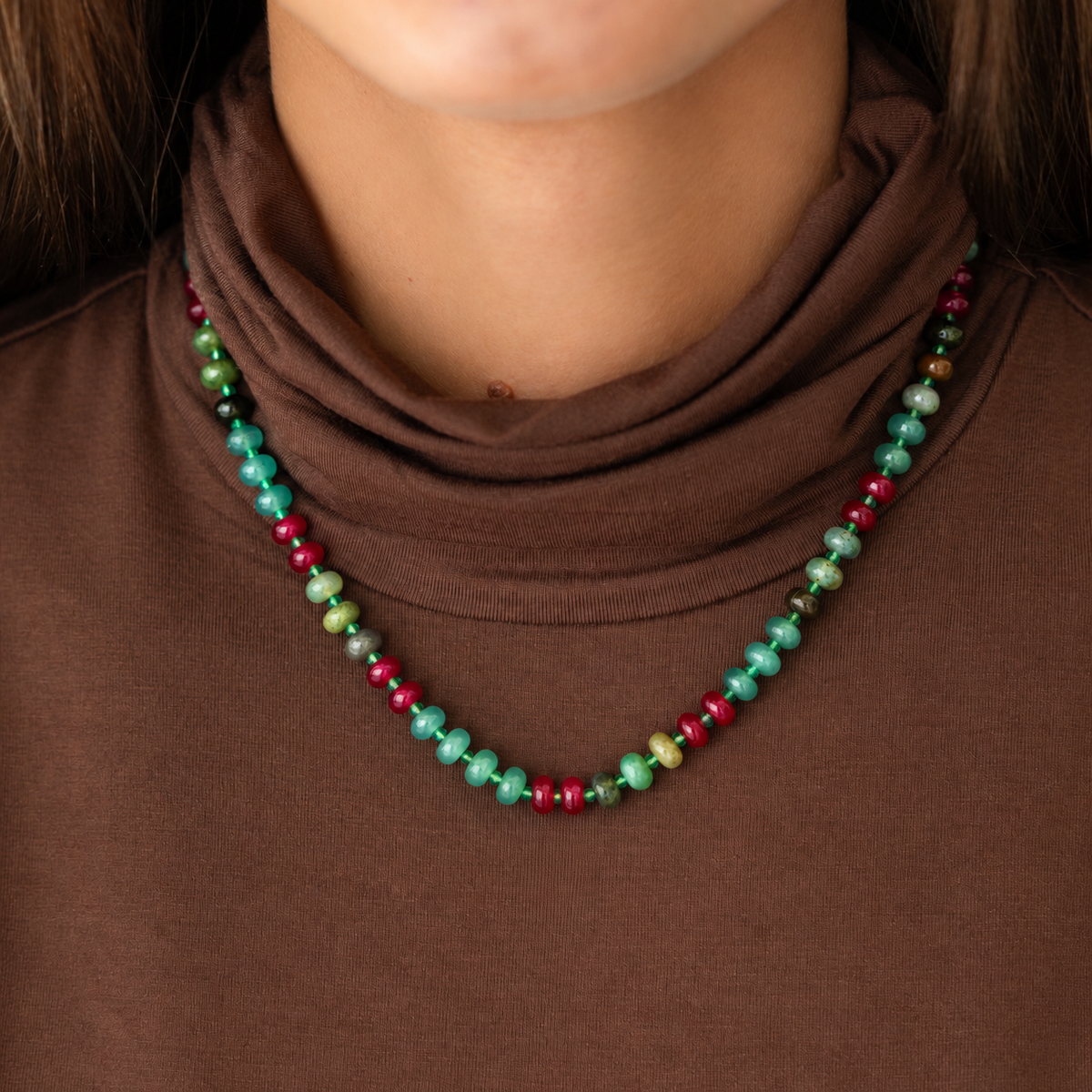 Forest Berry Gemstone Necklace - wine green