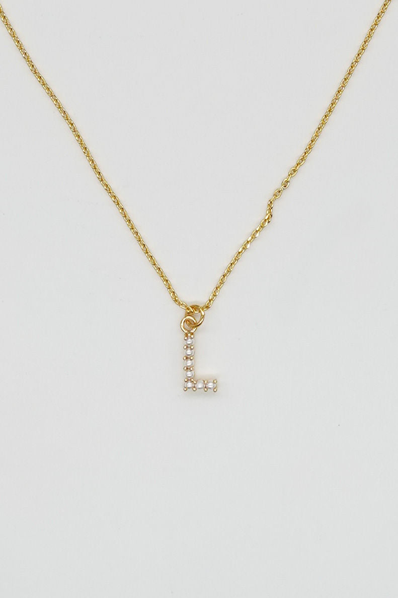 Dainty Love Pearl Initial Necklace