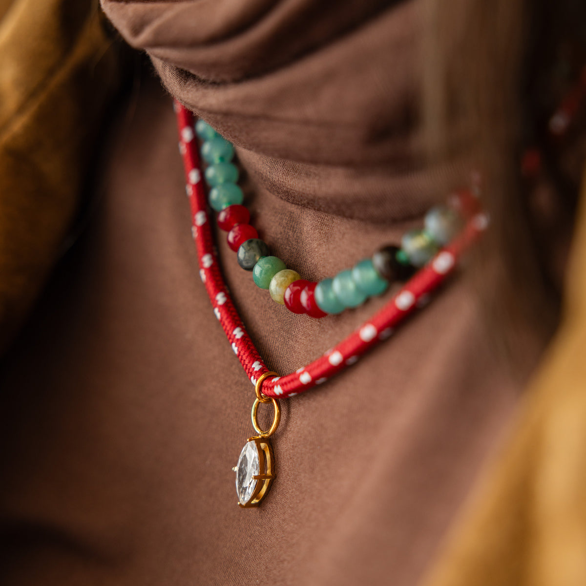 Forest Berry Gemstone Necklace - wine green