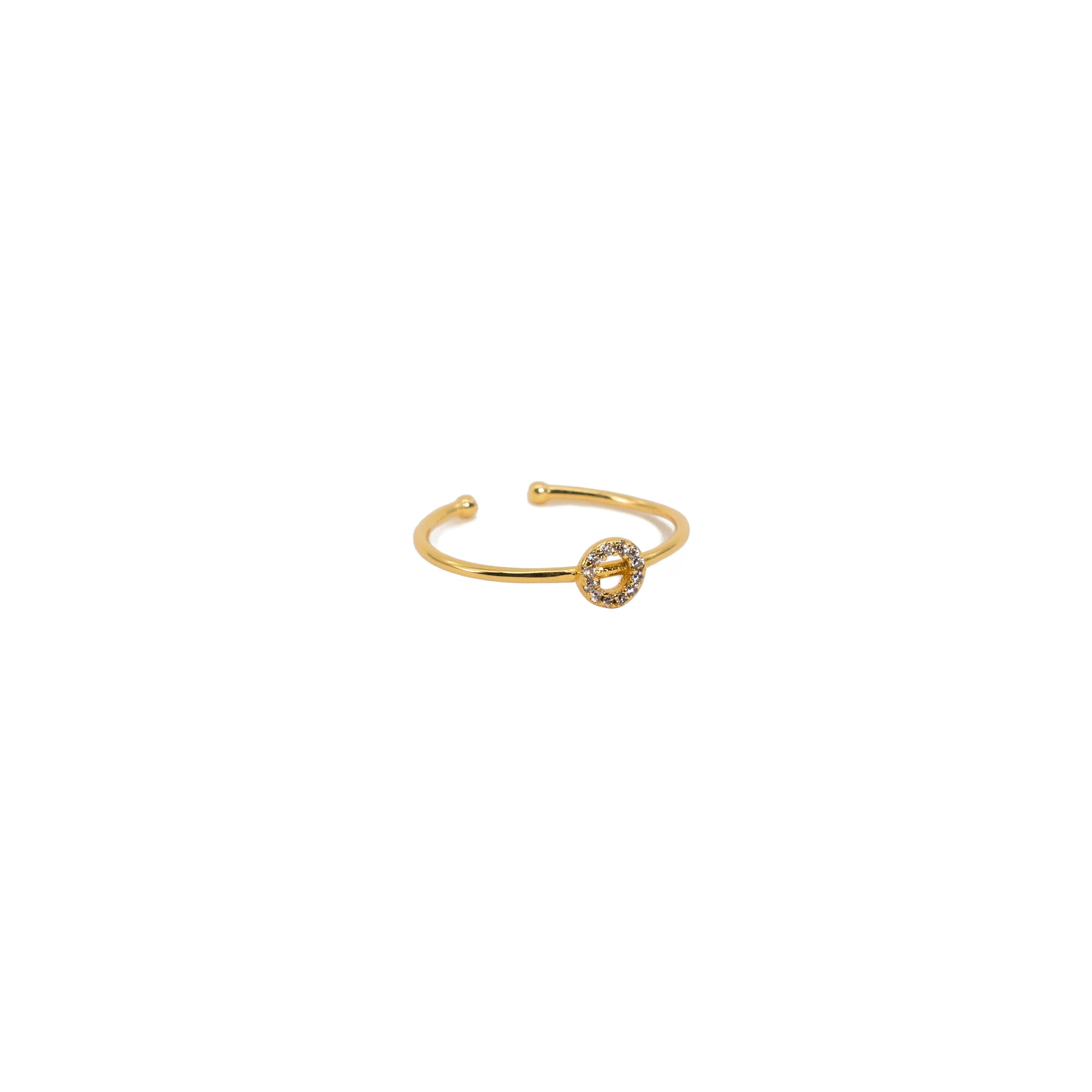 18K Gold Shiny Adjustable Initial Ring