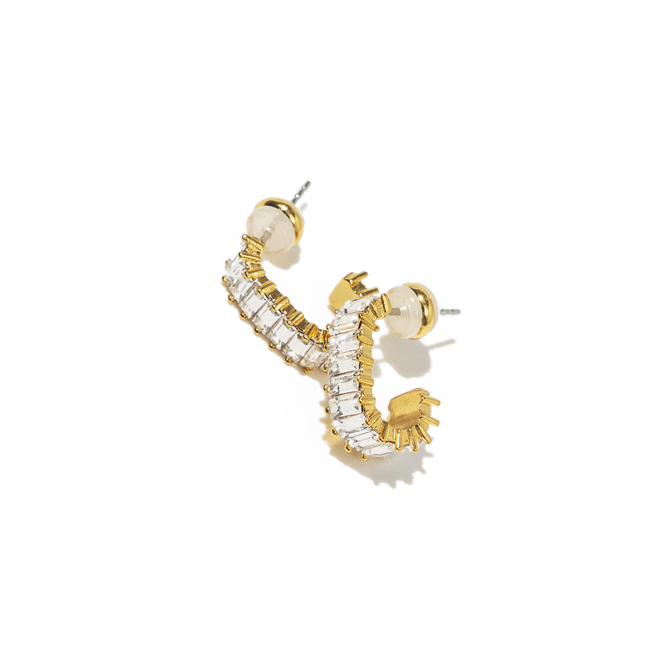 18K Gold Squared Diamond Hoops 486