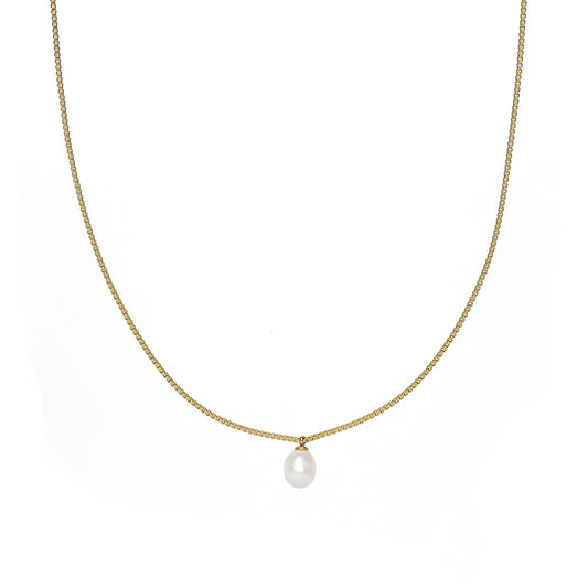 Box Chain Pearl Necklace