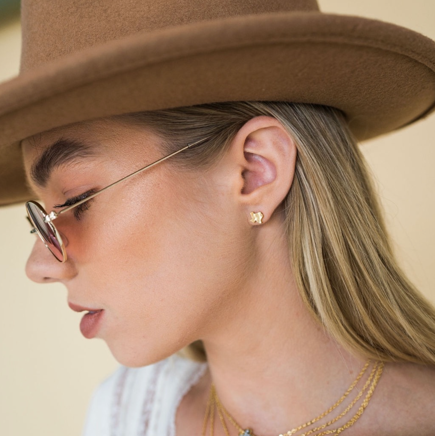 24K Gold Hammered Texas Studs