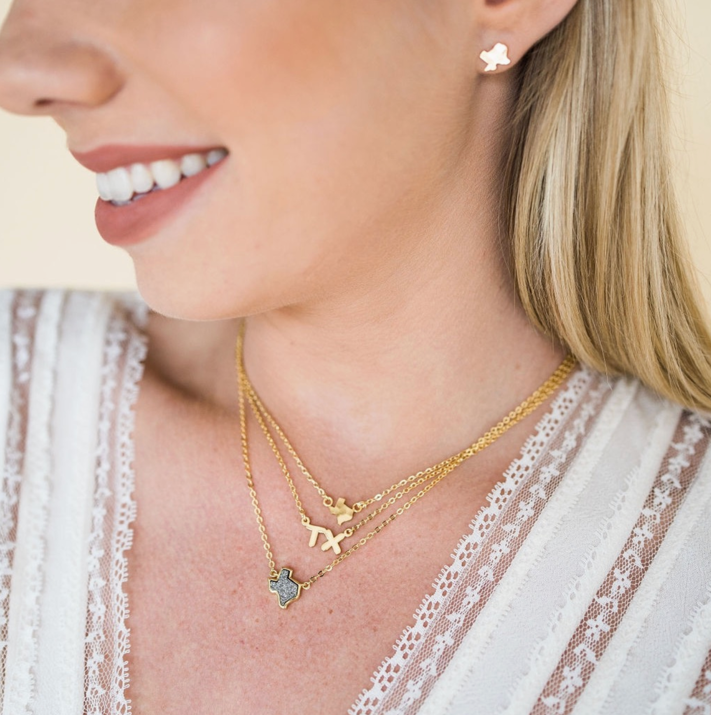 24K Gold Hammered Texas Studs