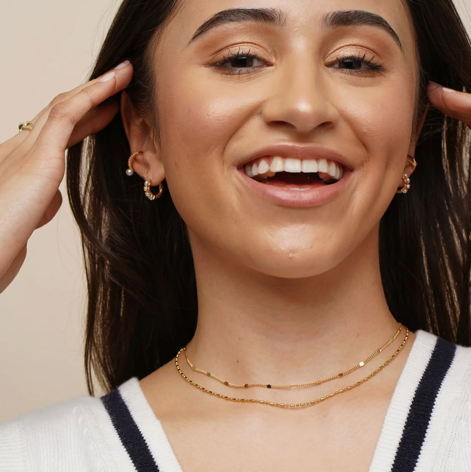 18K Gold Dainty Layered Reflective Choker