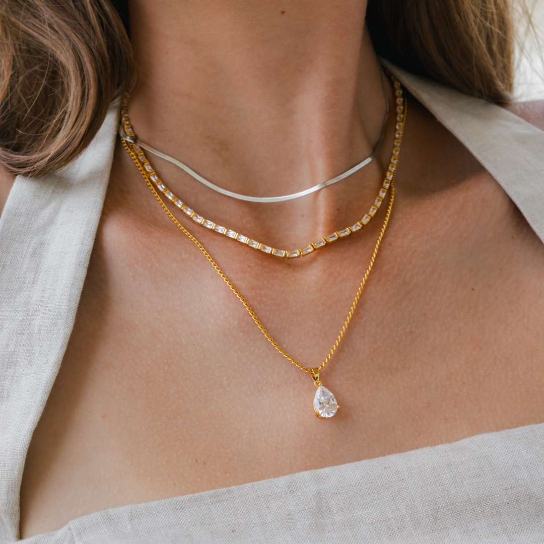 Waterproof Silver Micro Herringbone Necklace