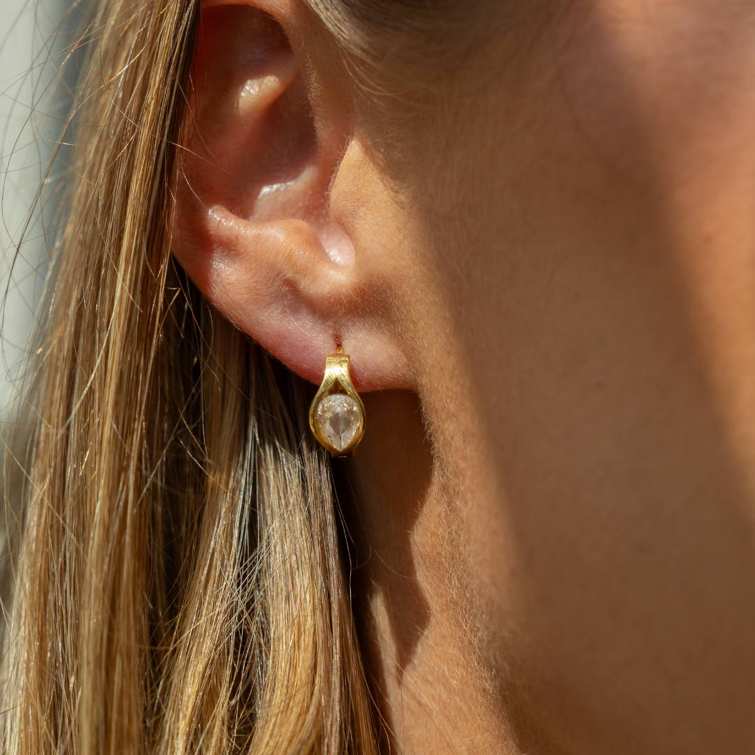 Drop crystal hoops 13mm