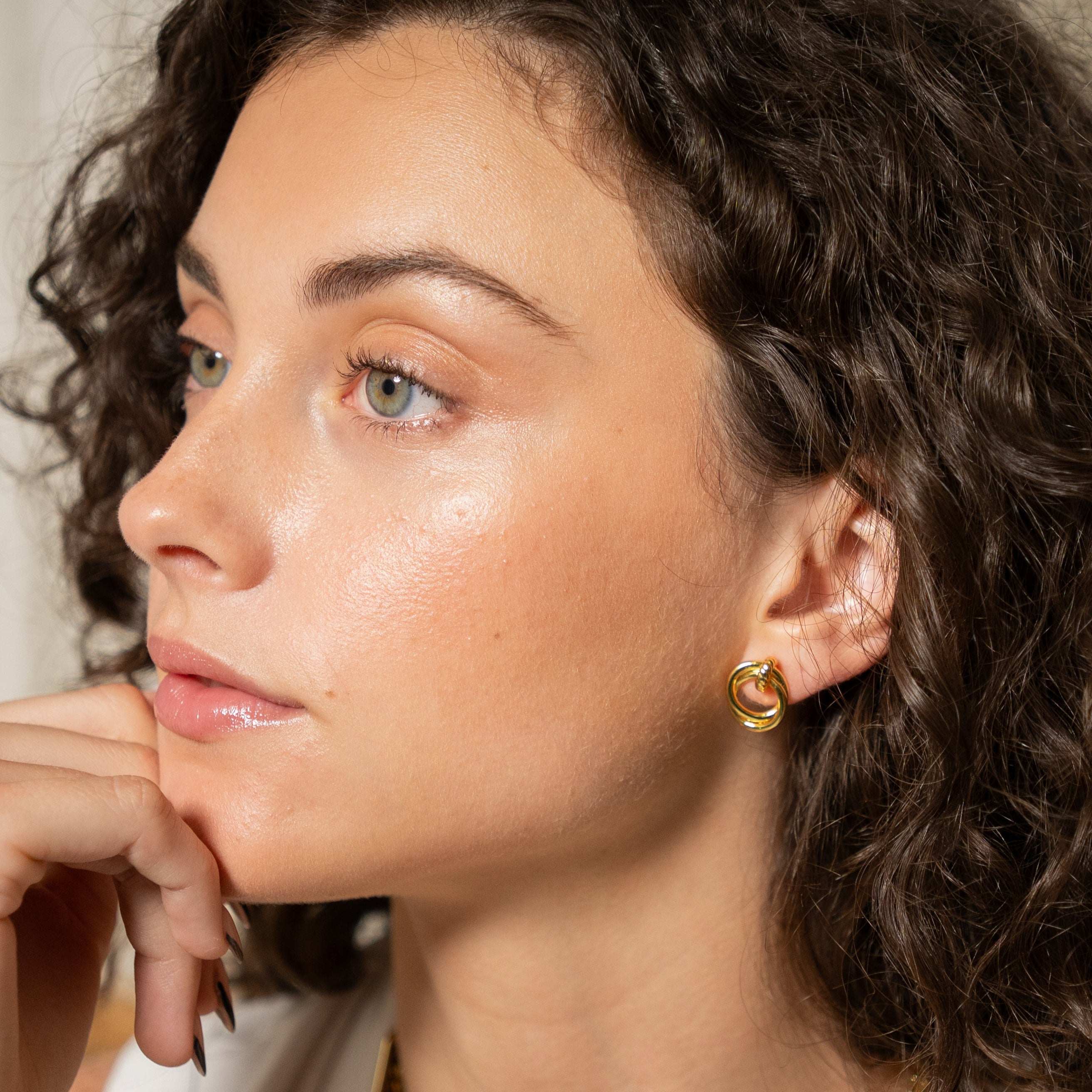 18K Gold Looped Duo Link Studs
