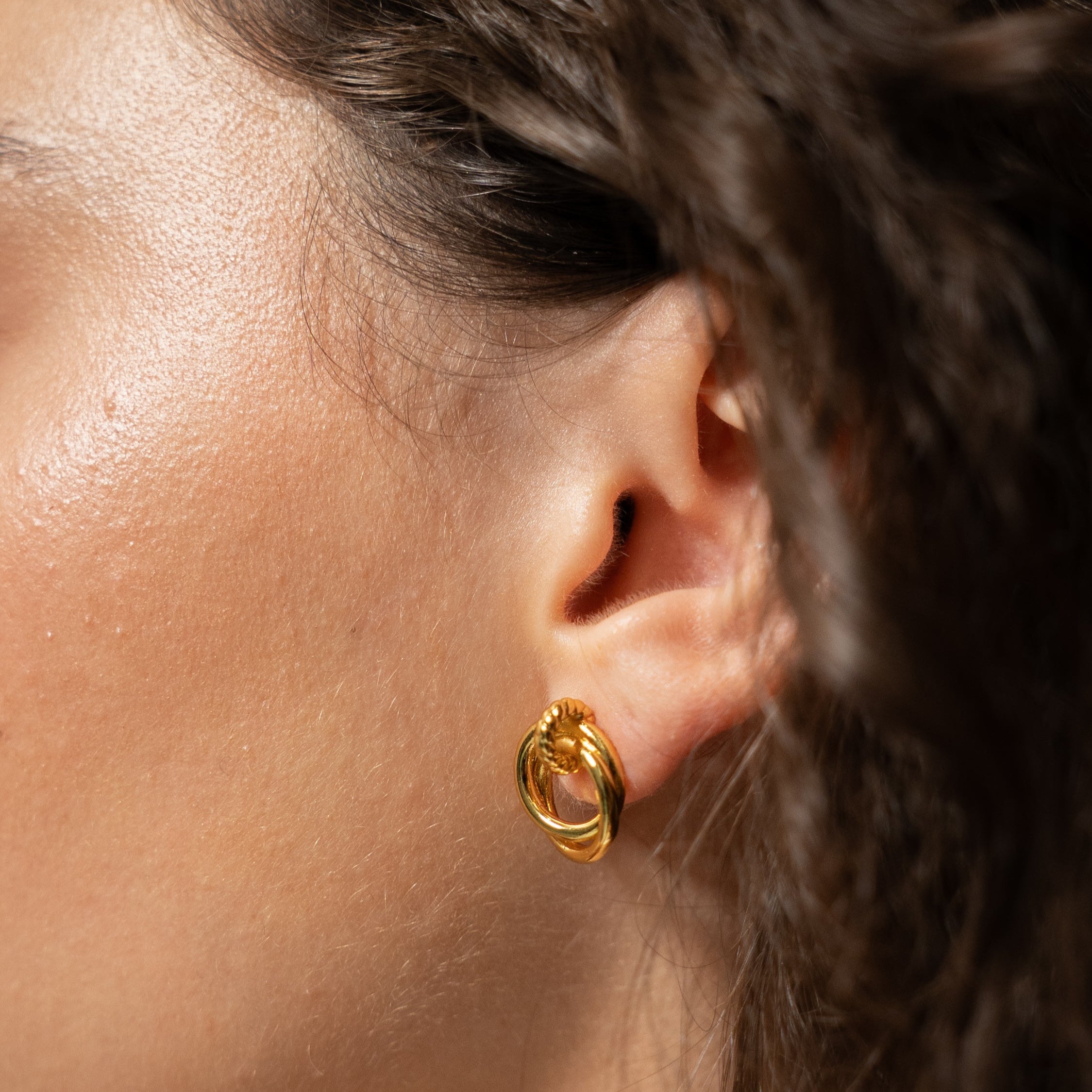 18K Gold Looped Duo Link Studs