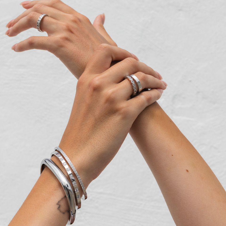 Demi-Fine Silver Tennis Ring