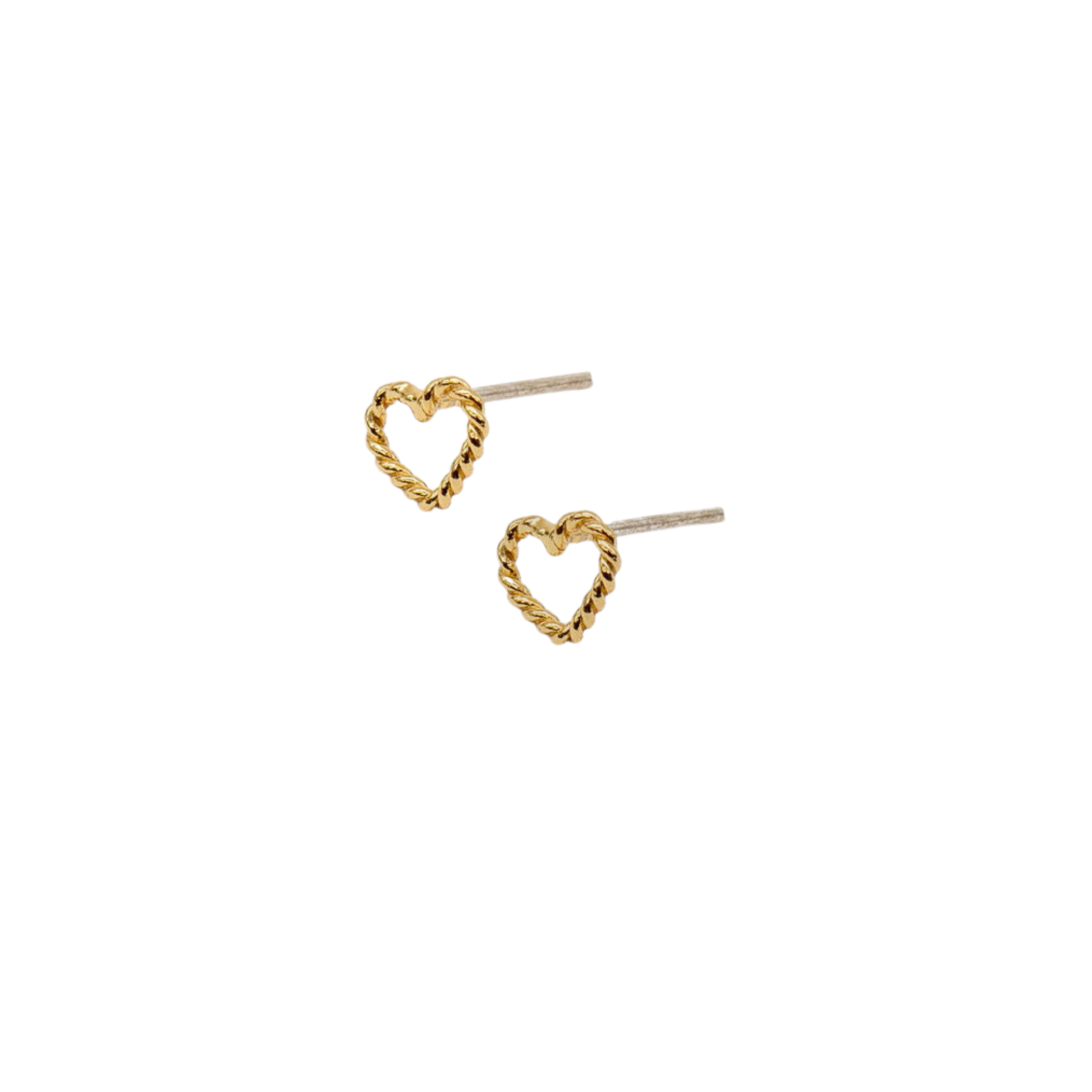 24K Gold Heart Drop Studs