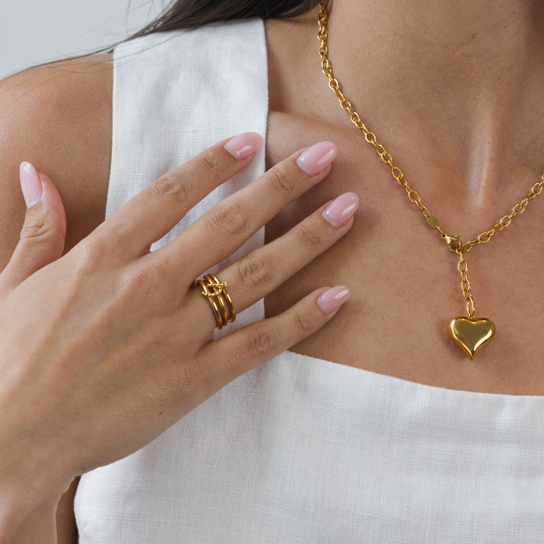 Waterproof Gold Triple Stacked Ring