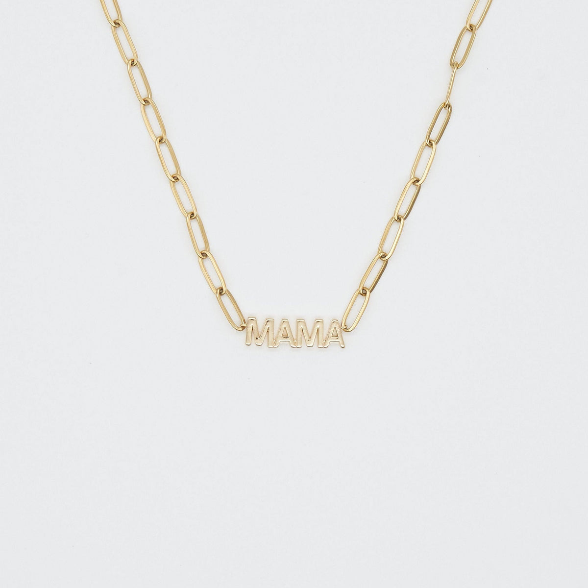 24K Gold Mama Paperclip Pendant Necklace