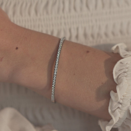 Diamonds Dainty Bangle, Silver
