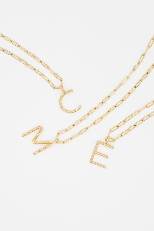 Aspen Initial paperclip Necklace