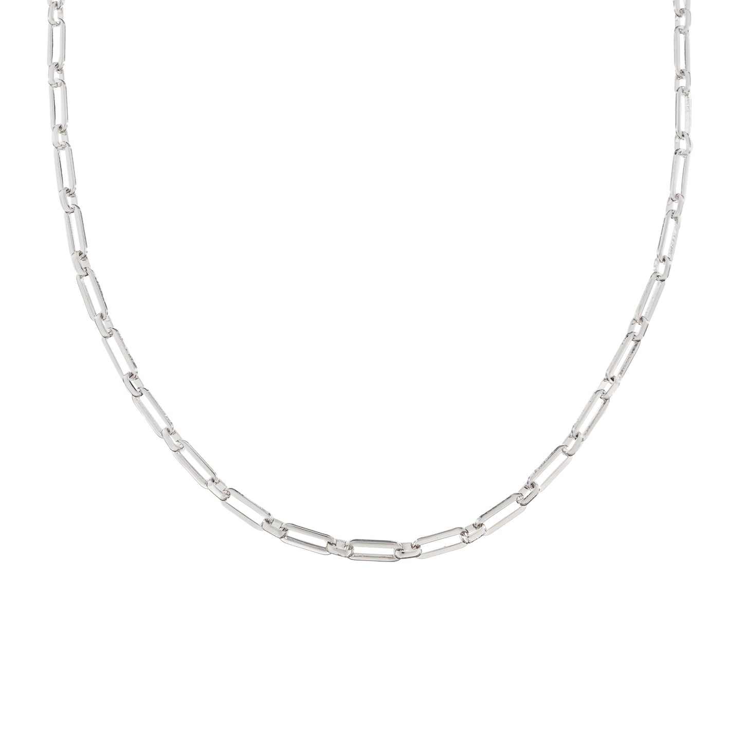 Silver Paper Clip Chain Necklace