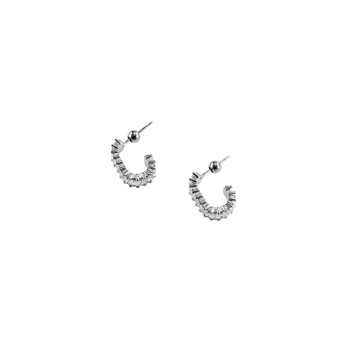 Silver Square Diamond Hoops