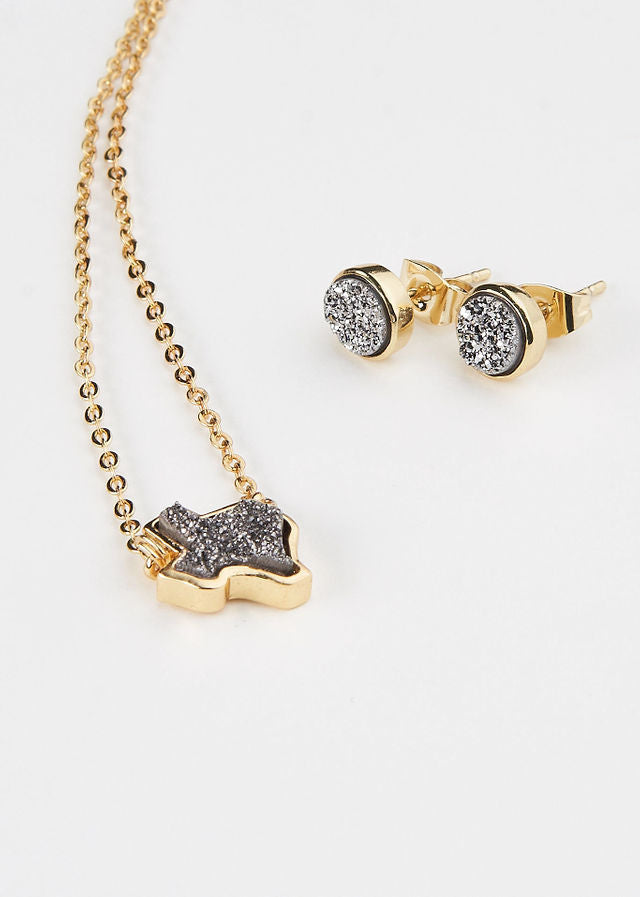 Texas Druzy Necklace in Silver